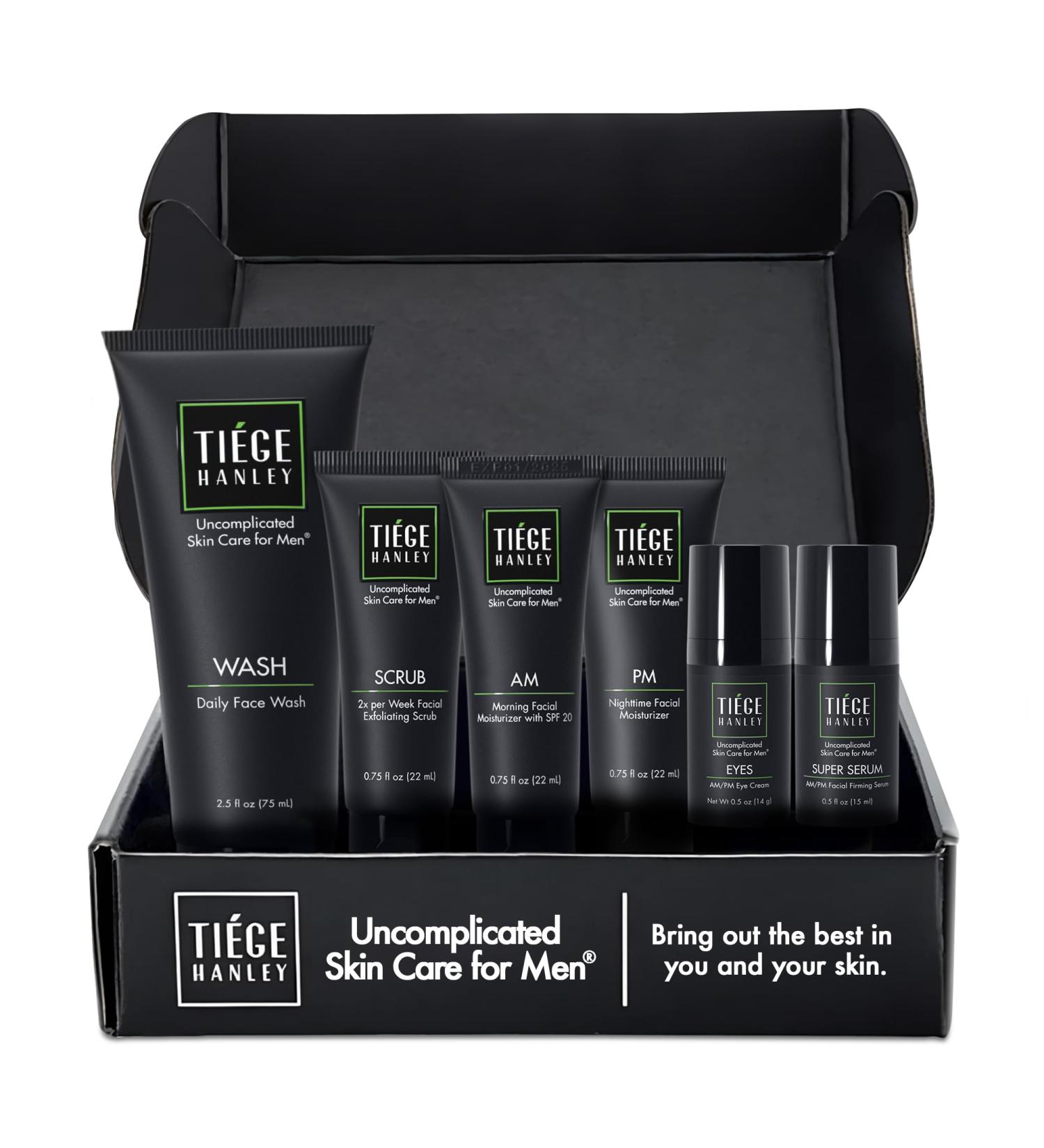 Tiege Hanley Men s Skin Care System - Level 3 | Mens Anti Aging Routine Product Set: Face Wash Serum Day & Night Moisturizer Exfoliating Scrub & Eye Cream | Tighten & Hydrate Your Best Looking Skin - Buy Online on GoSupps.com