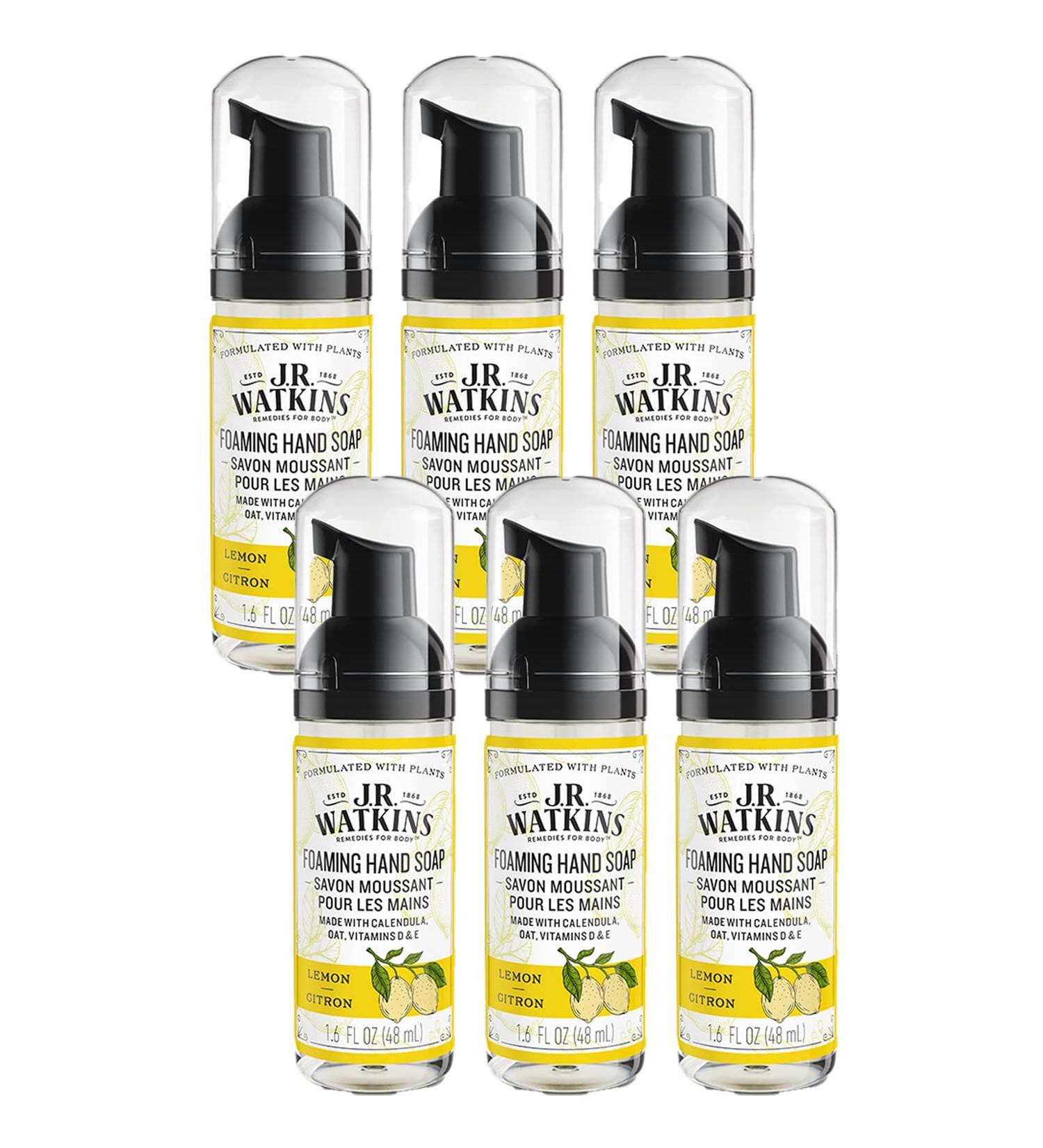 J.R. Watkins Foaming Hand Soap For Bathroom or Kitchen Scented USA Made And Cruelty Free Travel Size 1.6 Fl Oz Lemon 6 Pack Lemon 1.6 Fl Oz (Pack of 6)