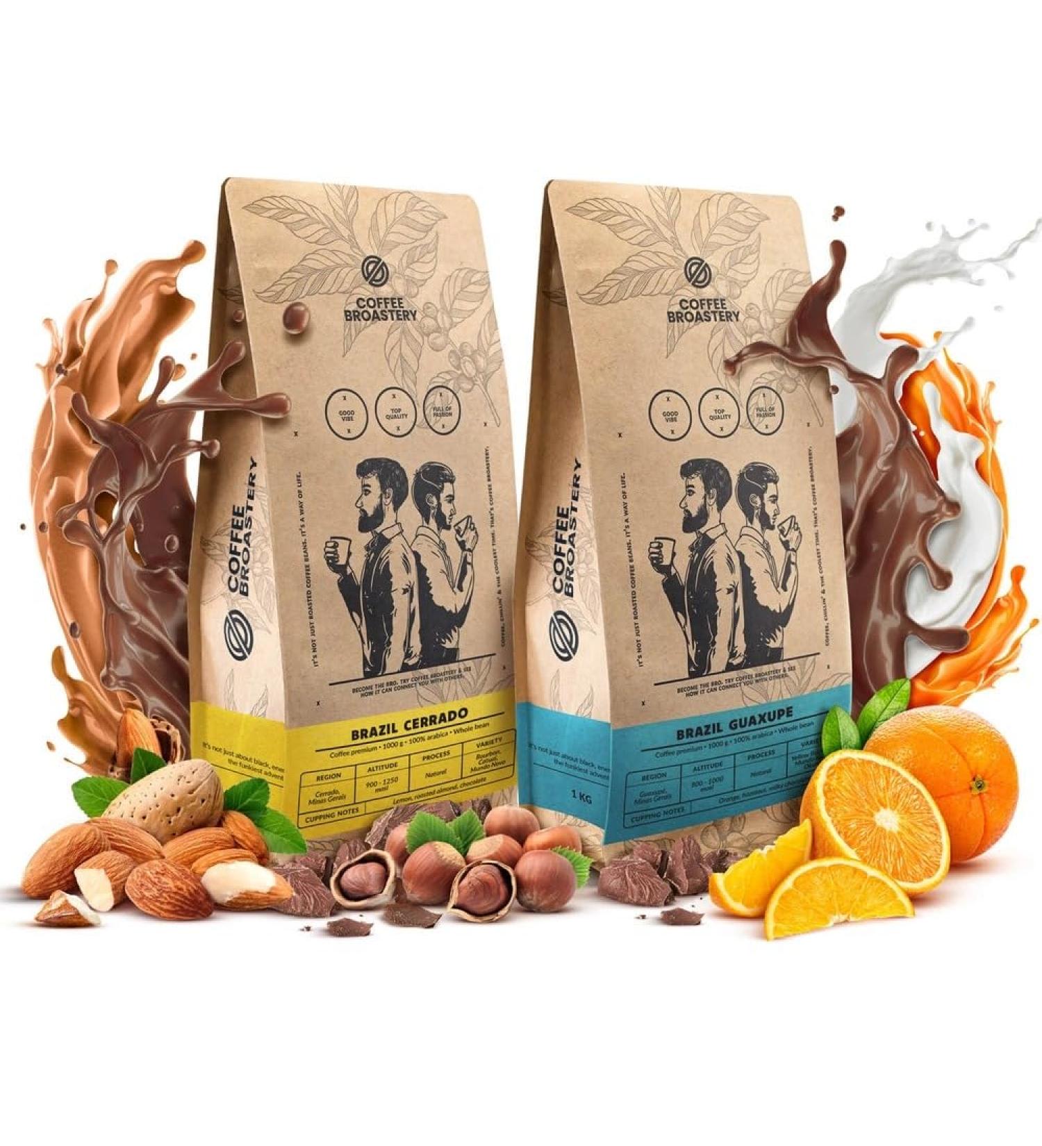 Coffee Broastery Coffee Beans Set 2x1kg 2000g | Brazil Guaxupe | Brazil Cerrado | Brazilian | Specialty Coffee | Freshly Roasted - Buy Online on GoSupps.com