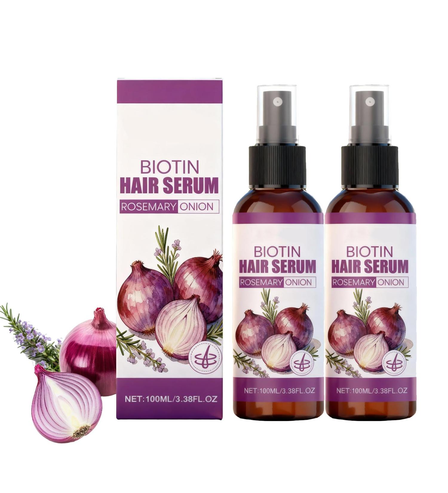 Zwiebel-Haarwachstumsserum spray l'huile pour la croissance des cheveux romarin et Zwiebel-Haarpflegeserum Zwiebel-Biotin-Haaressenz renforce les racines des cheveux (2PCS) - Buy Online on GoSupps.com