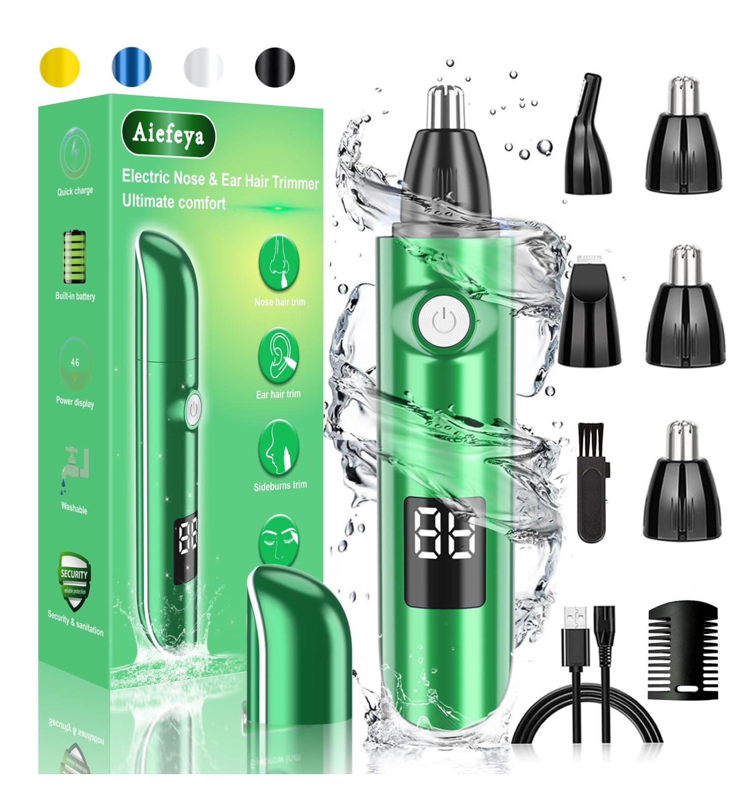 2024 Professional Nose Hair Trimmer for Men & Women - Painless Waterproof USB Rechargeable - Easy Cleaning Eyebrow & Facial Trimmer (Green - Buy Online on GoSupps.com