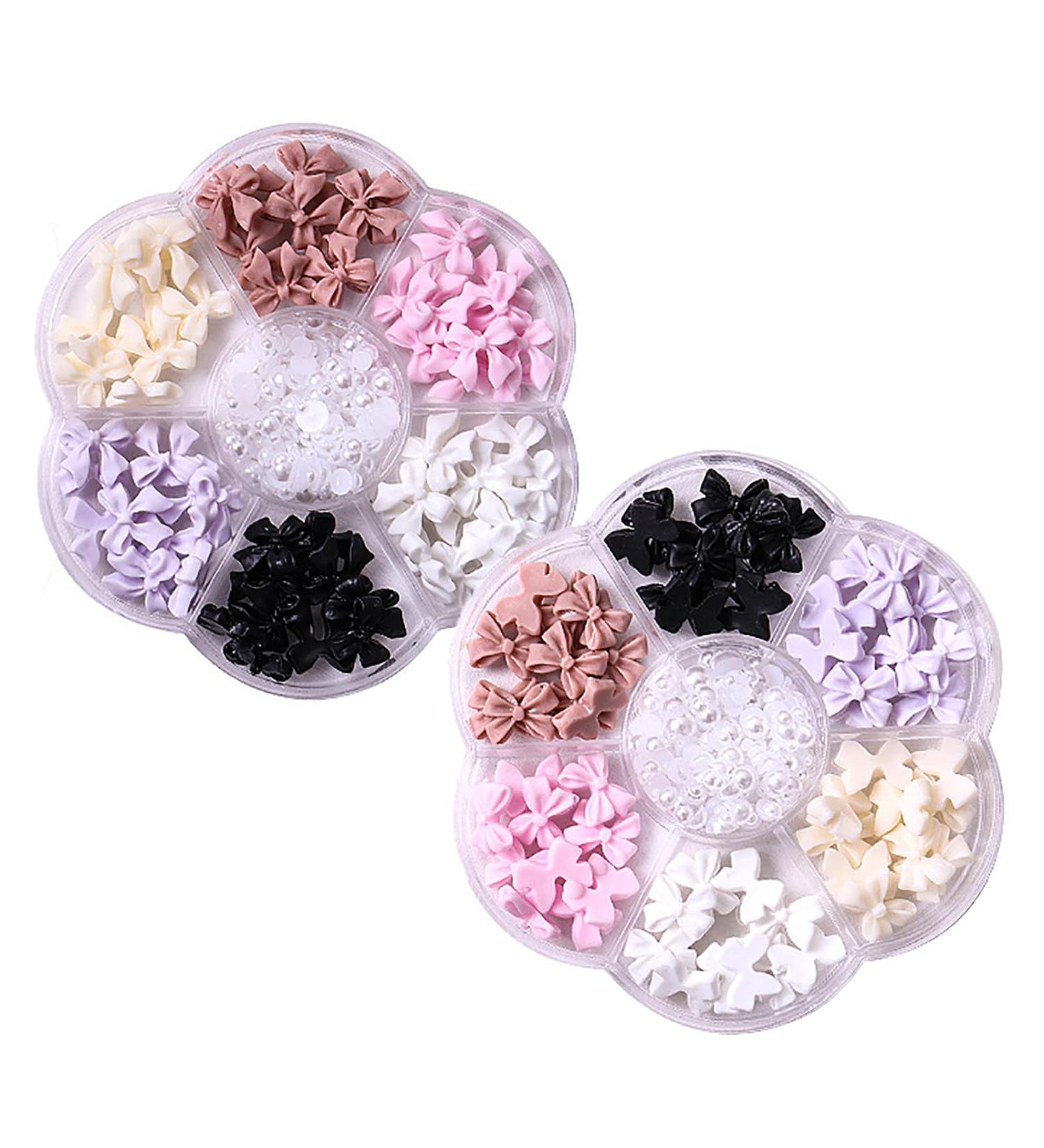 Bows Nail Charms 2 Boxes Cute Resin 3D Bow Nail Art Charms Gems Nail Pearls Bow Tie Bowknot Nail Jewelry Supplies for DIY Crafts Nail Art Design Decorations (B) - Buy Online on GoSupps.com