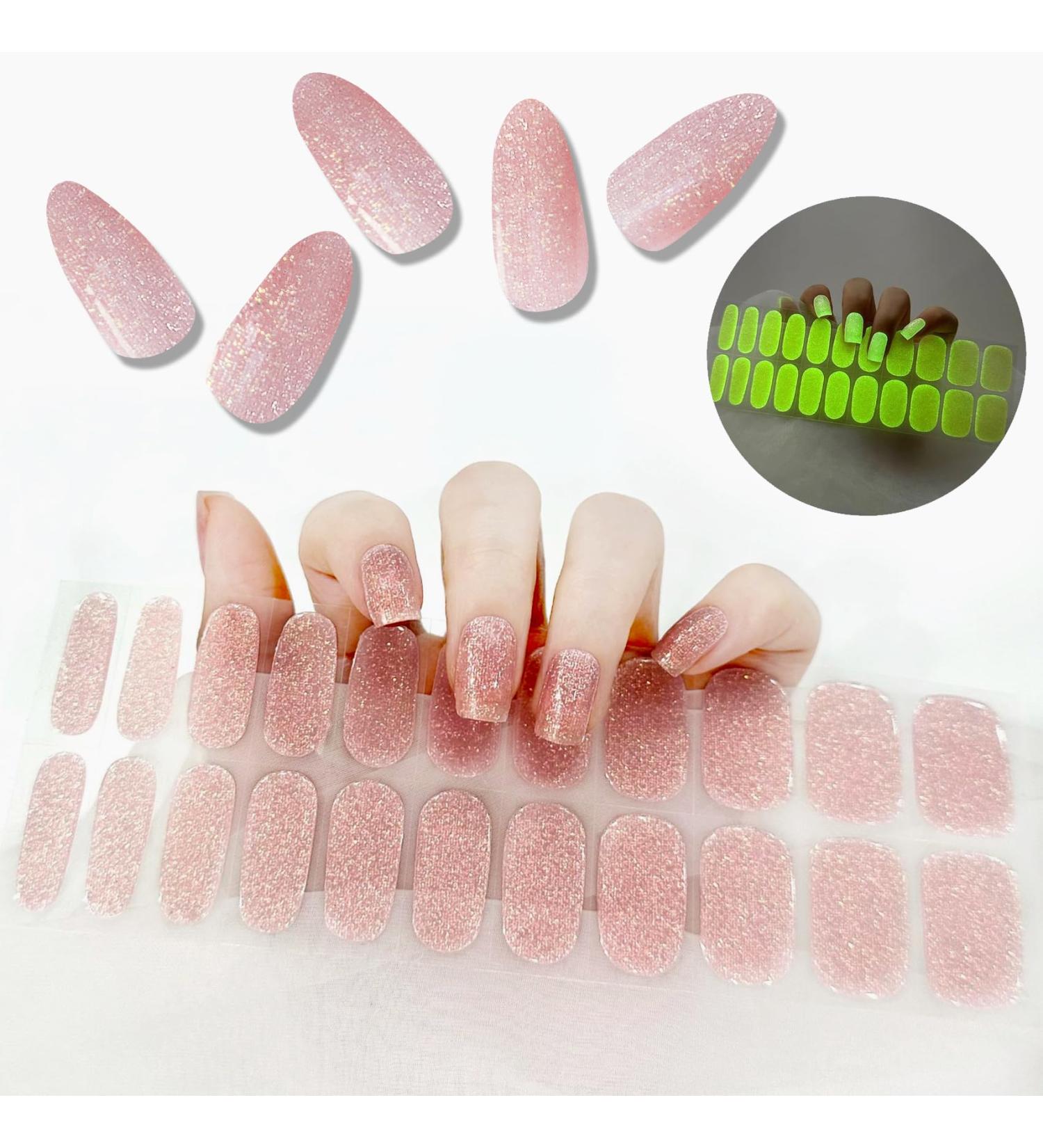  SanFangyue UV Nail Polish with Pink Glitter | 22 PCS Self-Adhesive Gel Film | Nail Polish Pads - Buy Online on GoSupps.com