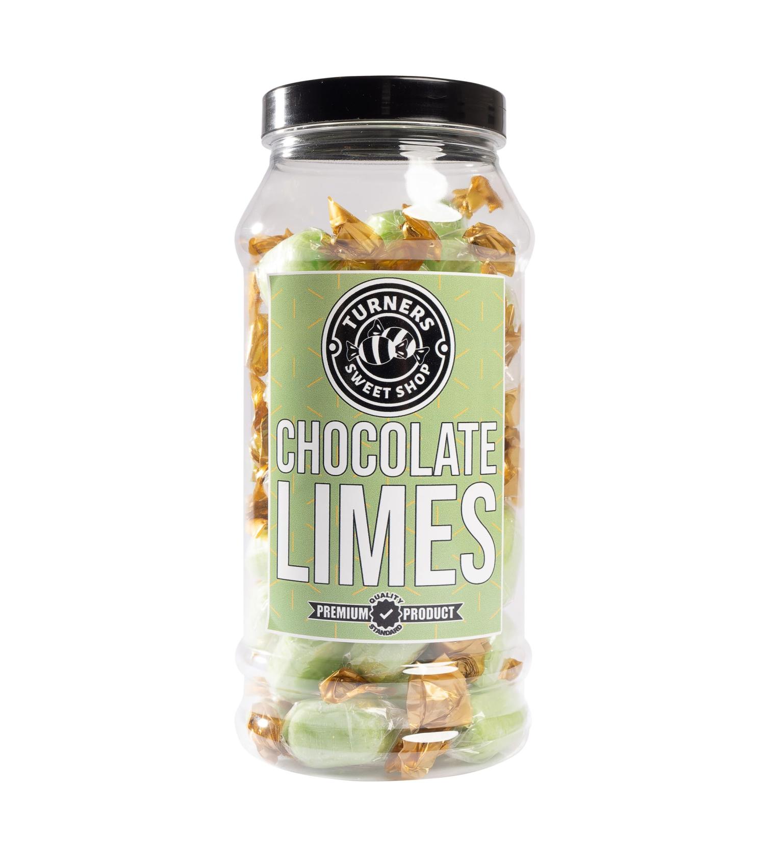 Chocolate Limes - 400g by Turners Sweet Shop Traditional Retro Gift Jar Classic Original Pick & Mix Sweets Quality Confectionary Fantastic Gifts for Him Her or Them