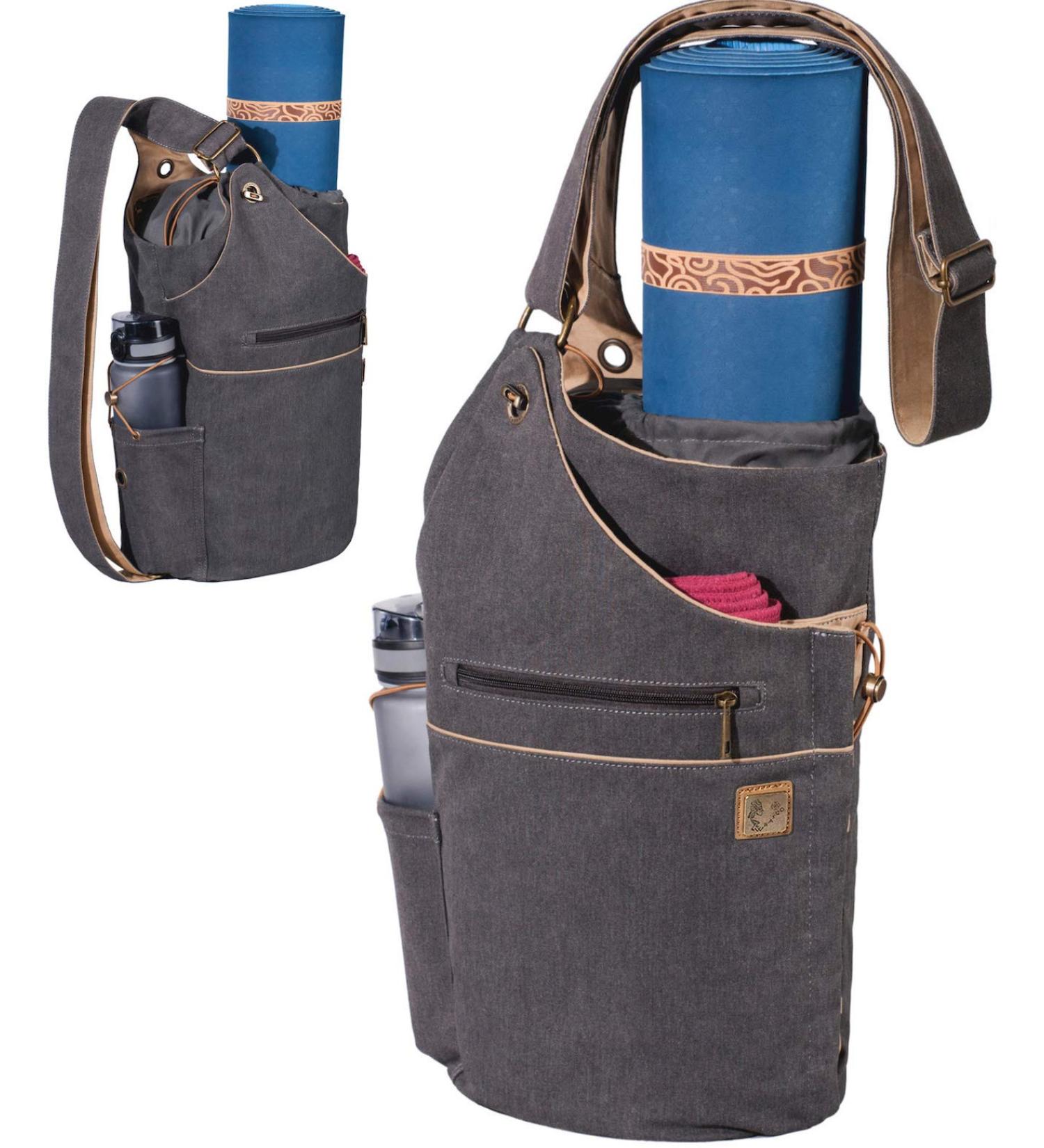WRASCO Convertible Yoga Mat Bag - Large Canvas Carrier for Women & Men, Grey L-Sport - Buy Online on GoSupps.com