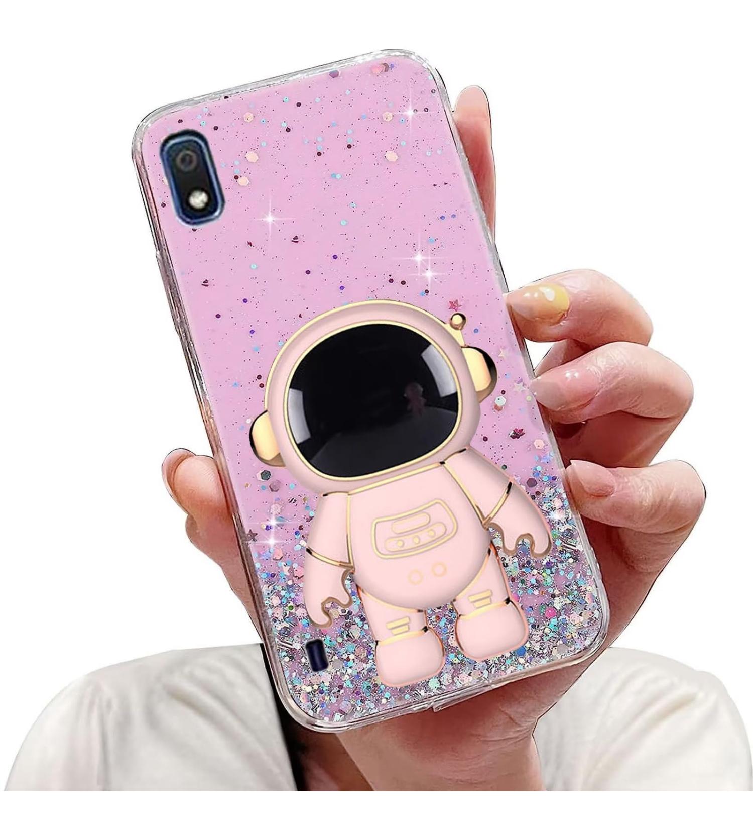 Tivenfezk Nadoli Astronaut Glitter Stand Shell for Samsung Galaxy A10 - Pink Soft Silicone Protective Cover - Buy Online on GoSupps.com