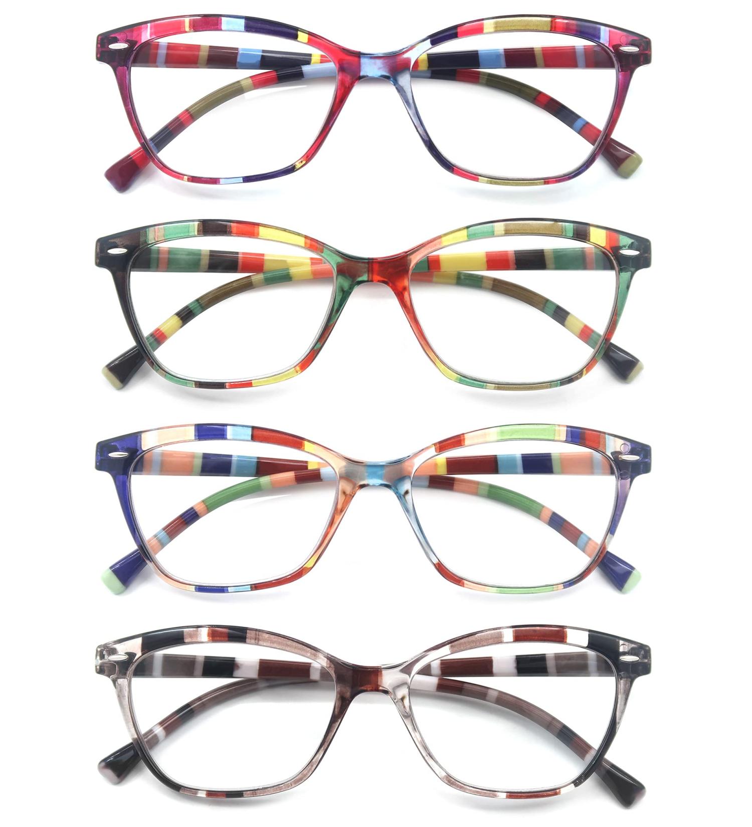 HEEYYOK Reading Glasses for Women +0.75 | Cat Eye Colorful & Funky Lightweight Frames | Comfortable Fit | 4 Pack - Buy Online on GoSupps.com