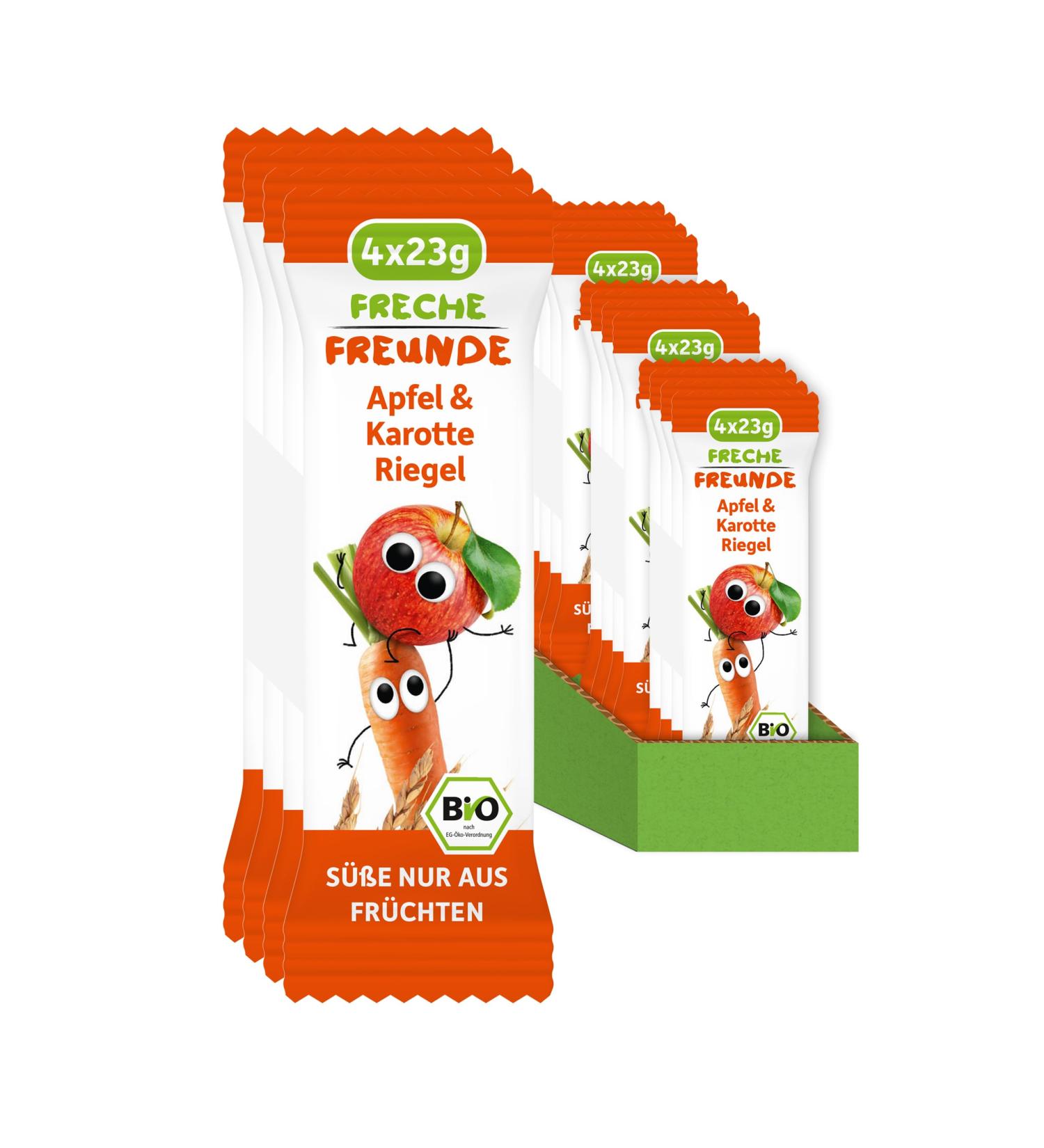 Cheeky Friends Organic Fruit Return Apple & Carrot for Babies - No Added Sugar Vegan Lactose-Free - 12 Pack (4 x 23g Each) - Ideal for Children 1 Year+ - Buy Online on GoSupps.com