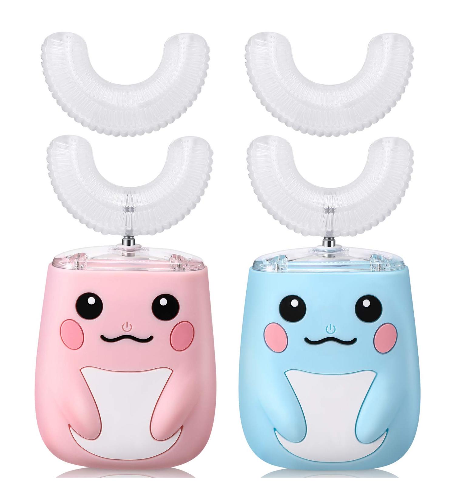 2 Pieces Kids U Electric Toothbrush  Ultrasonic Automatic Whitening Massage Toothbrush U-Type Cartoon Modeling Toothbrush with 4 Brush Heads for Sensitive Teeth Child 2-7 (Dolphin 11.5 x 5.5 x 3.2 cm) 2 Count (Pack of 1) Dâ¦ - Buy Online on GoSupps.com
