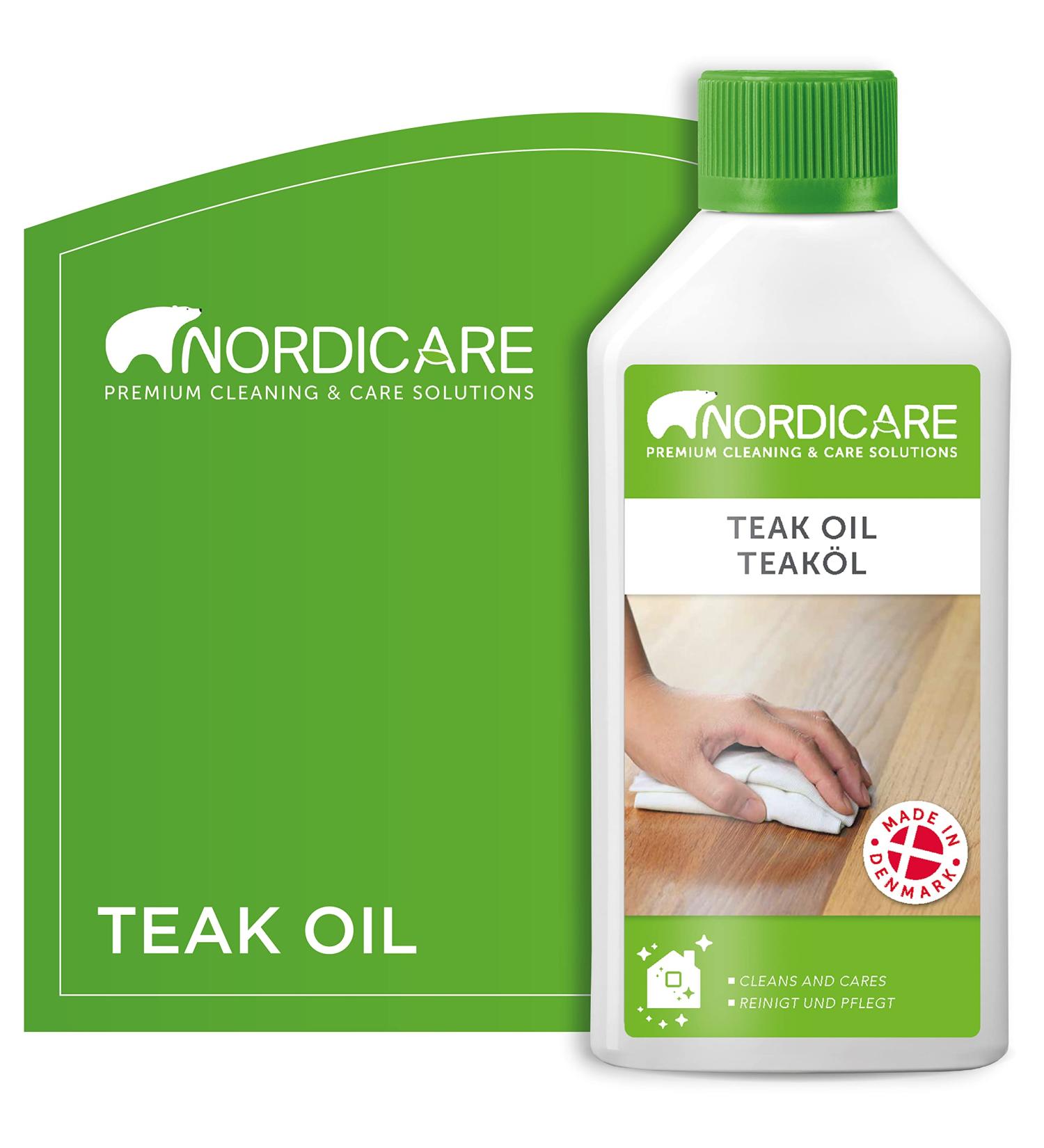 Nordicare Teak Oil 525ml - Premium Wood Care Oil for Indoor Use - Revives Original Wood Color & Protects with Silk Matt Finish - Made in Denmark - Buy Online on GoSupps.com