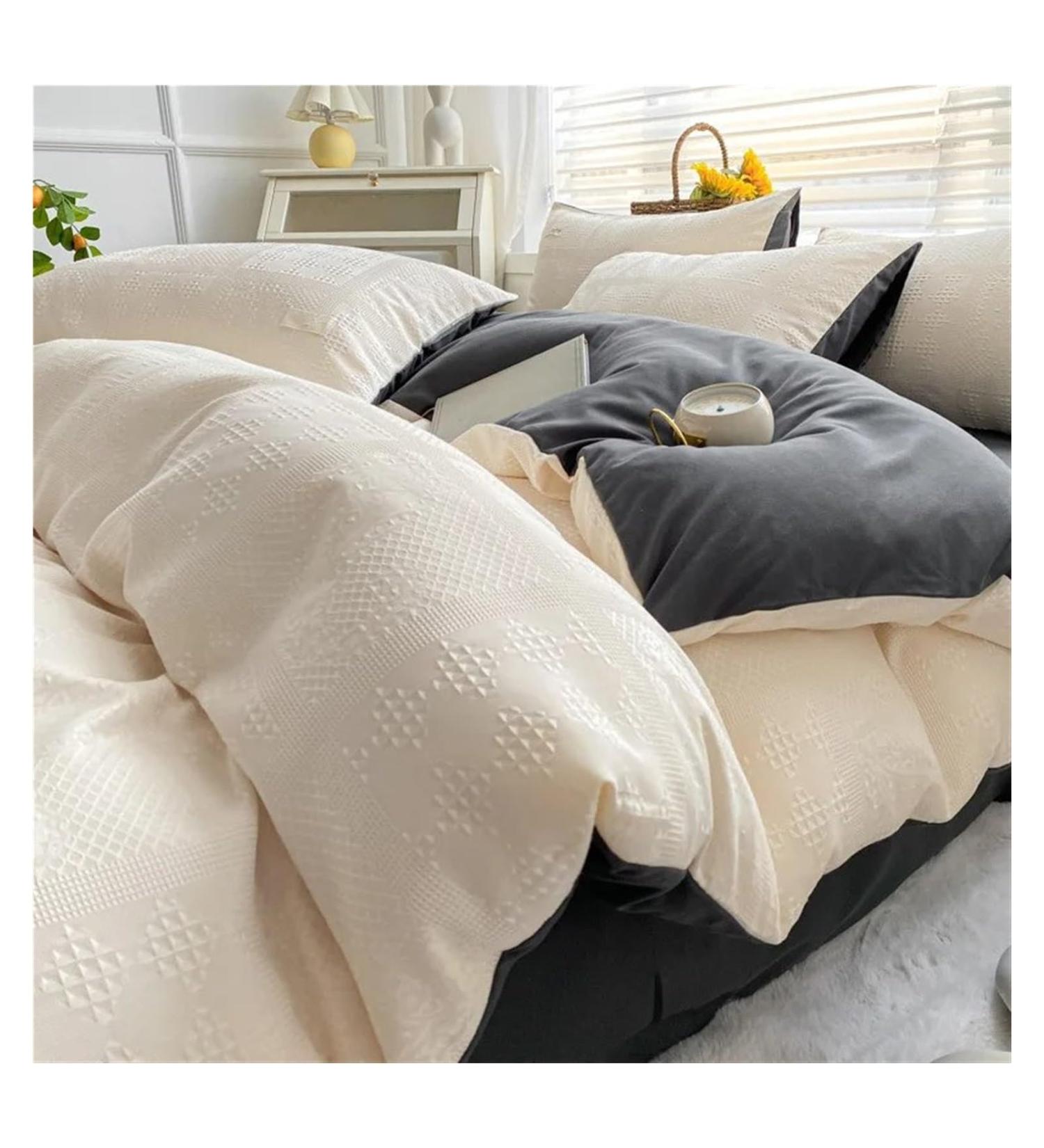 4-Piece Bedding Set Feather Duvet Cover Set Sheet Set Washed Cotton no Filler Soft (A Full) - Buy Online on GoSupps.com