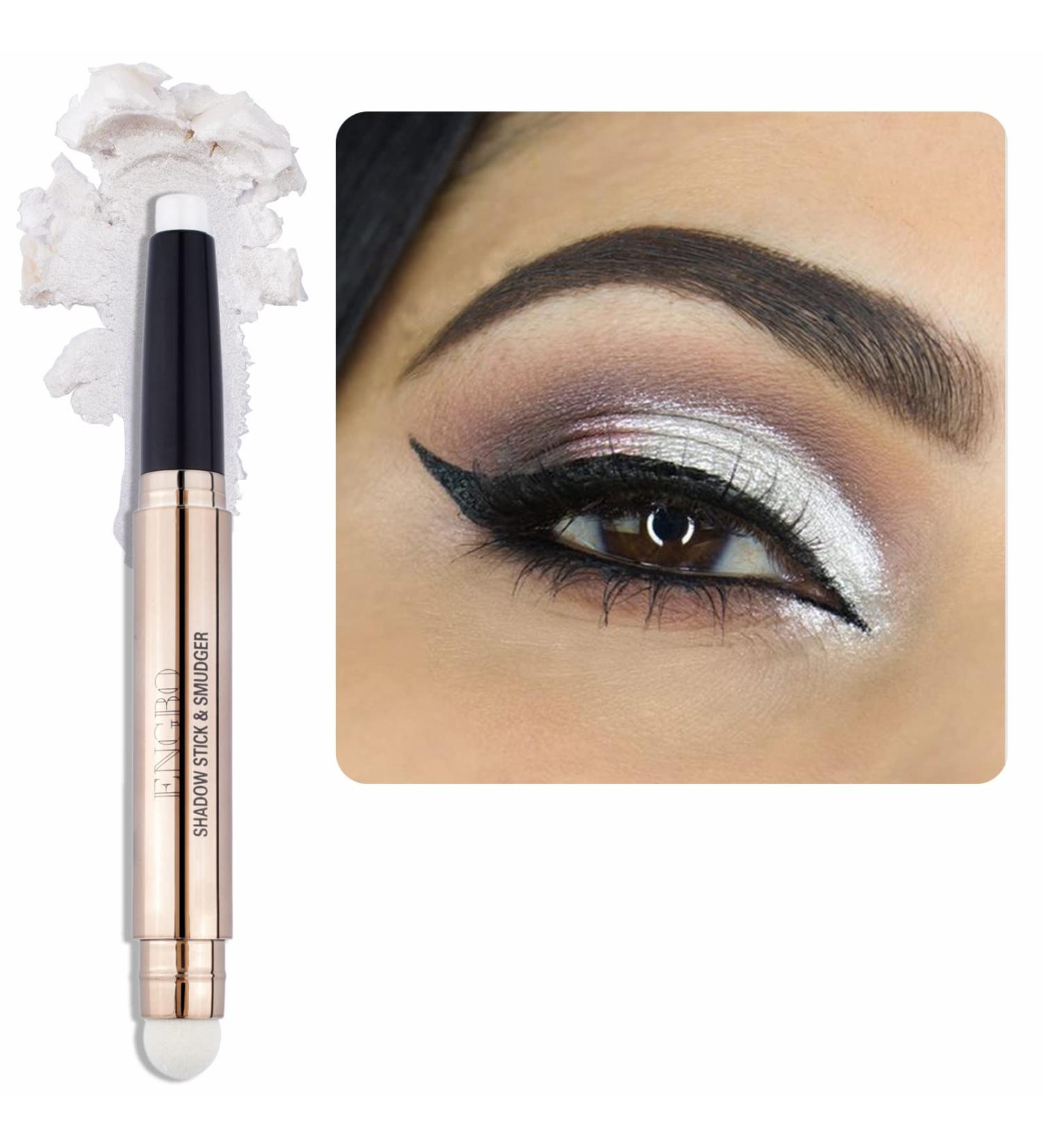 Enfuntins Shimmer Cream Eyeshadow Stick - Long Lasting Waterproof Eye Brightener with Soft Smudger - Glitter Eyeshadow Crayon Pencil for Highlighted Makeup - 01 Pearl White Shimmer - Buy Online on GoSupps.com