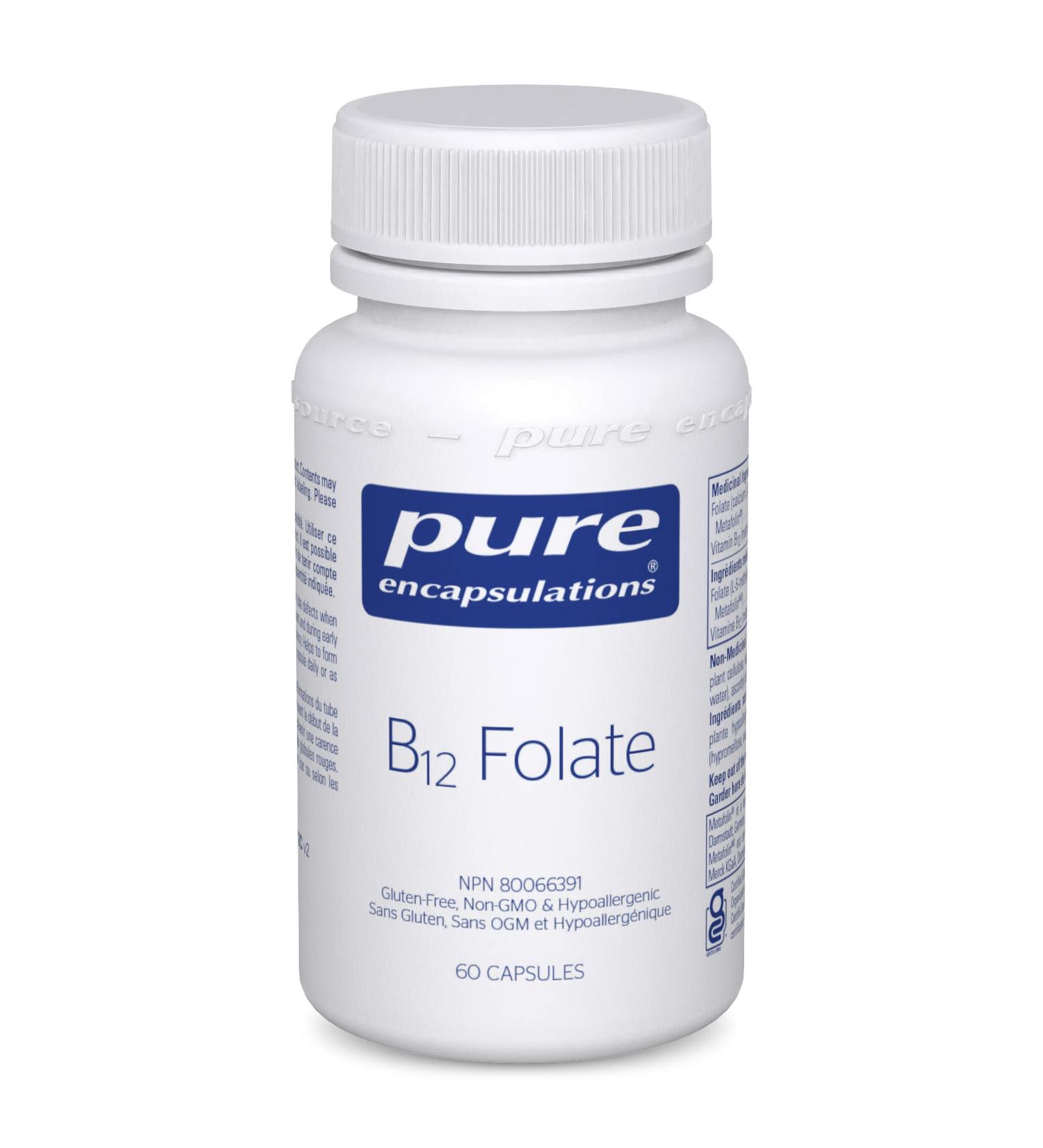 Pure Encapsulations B12 Folate - Energy Supplement to Support Nerves Energy Metabolism & Cognitive Support* - With Vitamin B Folate as Metafolin - 60 Capsules - Buy Online on GoSupps.com