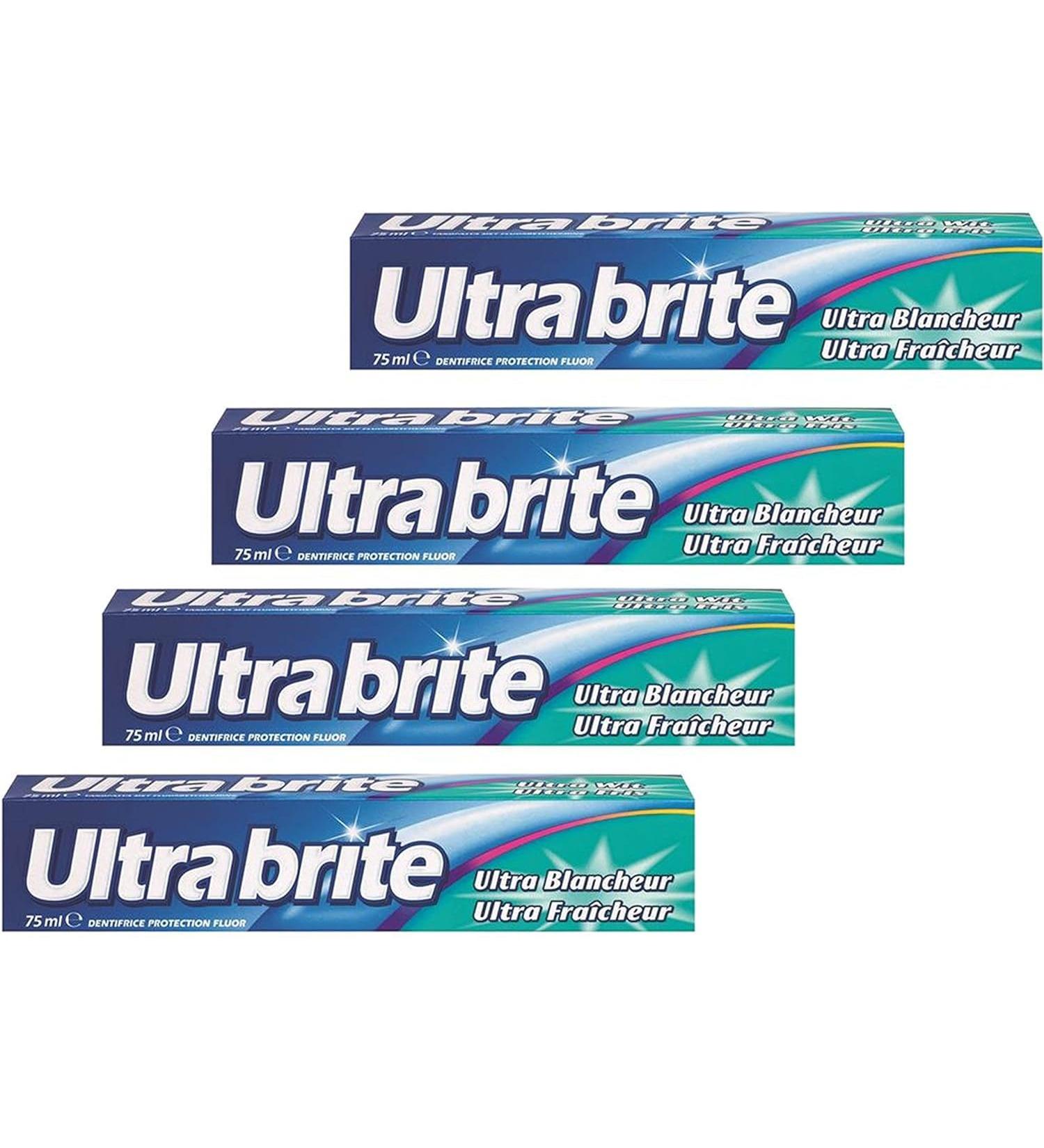 ULTRA BRITE - Ultra Brite Whitening Toothpaste - Ultra Whiteness - Ultra Freshness - White and Brilliant Teeth - Pack of 4 x 75 ml - Buy Online on GoSupps.com