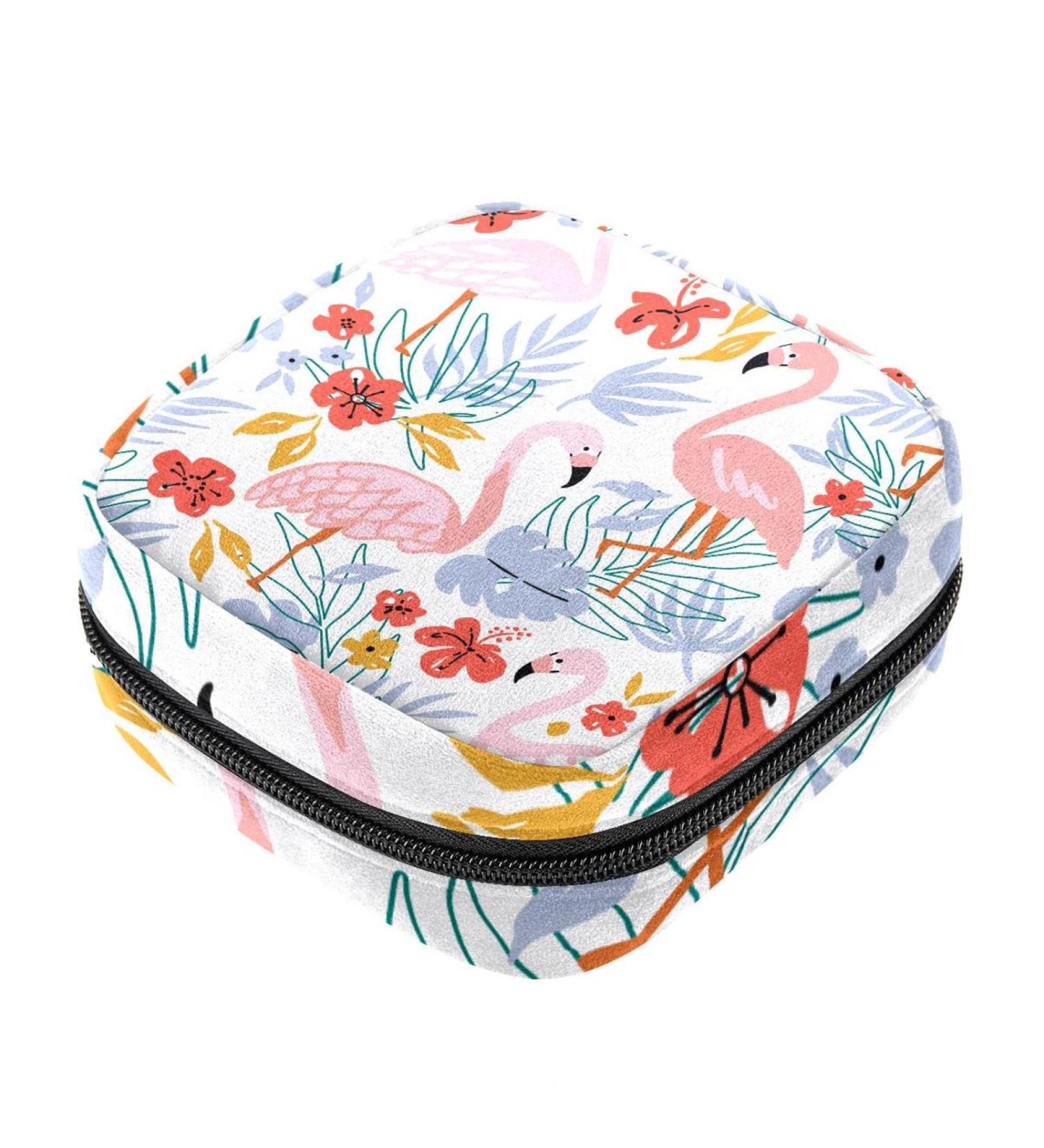 Flamingo Period Bag - Large Menstrual Cup Pouch & Sanitary Napkin Organizer - Buy Online on GoSupps.com