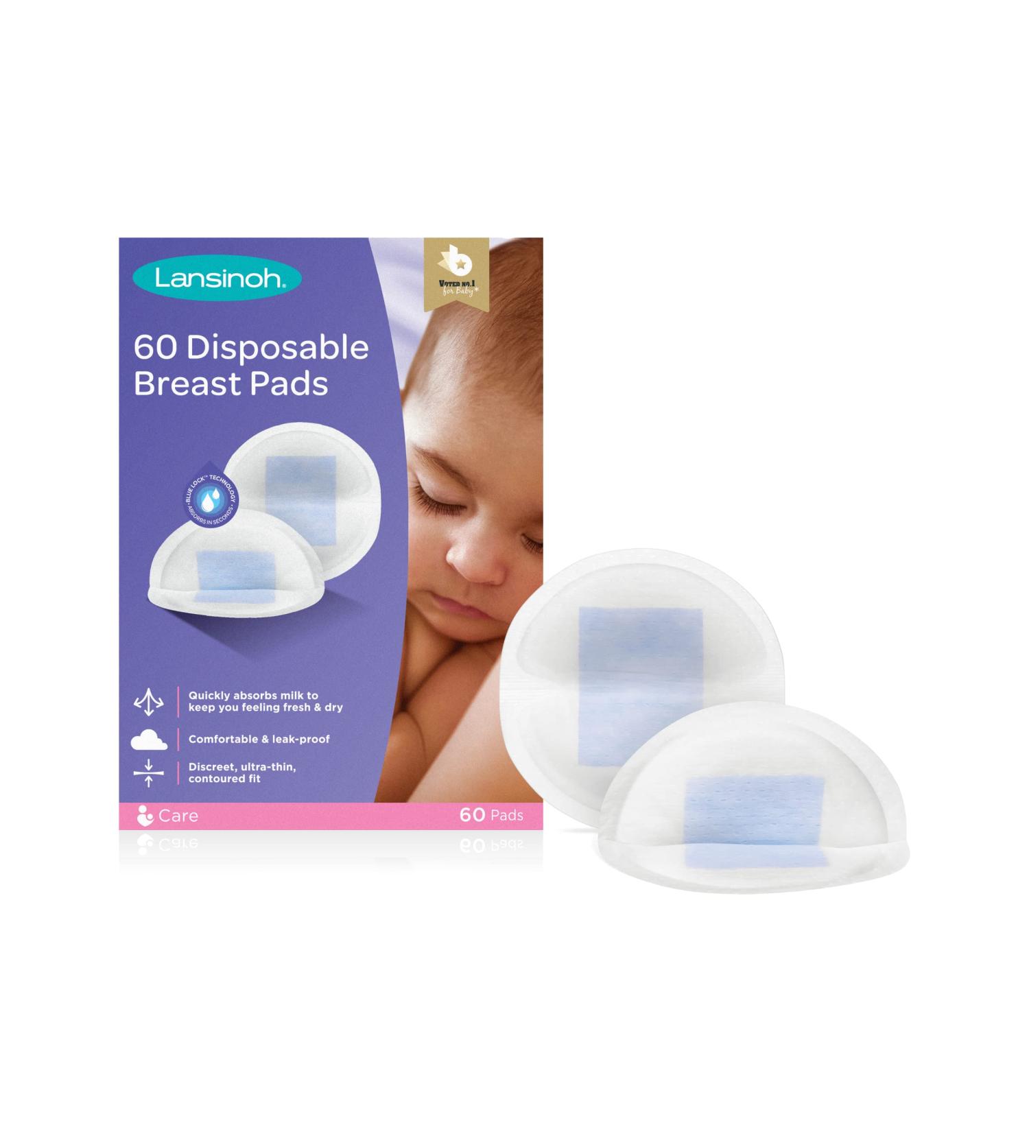 Lansinoh Disposable Breast Pads for nursing breastfeeding mothers essential for hospital bag thin super absorbent layers discreet fit 60 Count ( Pack of 1) 60 Count ( Pack of 1) single - Buy Online on GoSupps.com