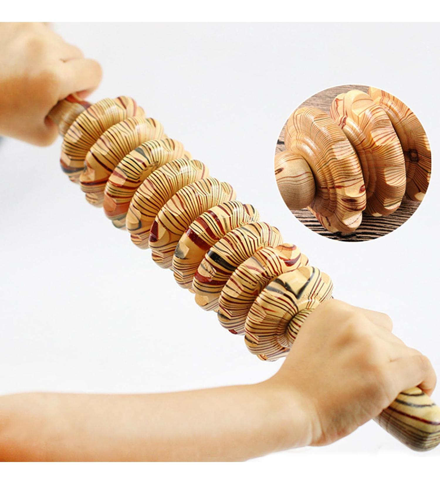 Vokowin Wood Therapy Massage Tools | Back Roller & Body Roller for Anti-Cellulite Relaxation - Buy Online on GoSupps.com