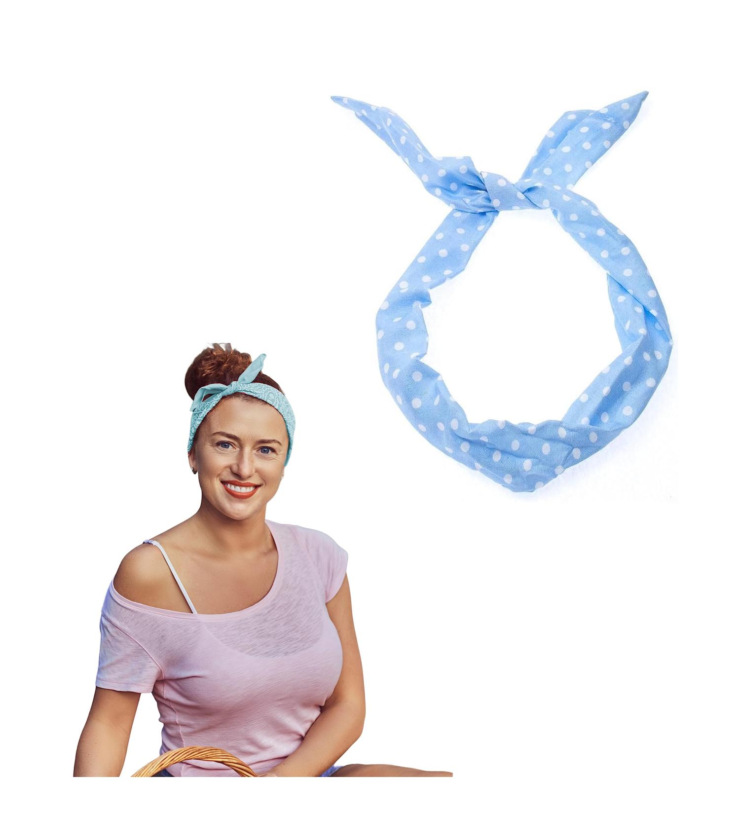 Lizzy Wired Hair Headband | Retro Rockabilly Adjustable Plain & Printed Wire Headbands Hair Accessory Head Wrap Vintage Various Colour & Designs