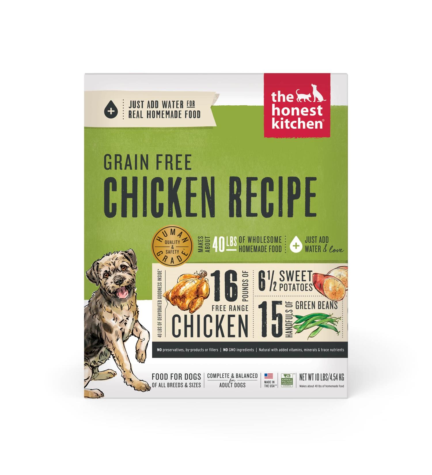 Honest Kitchen Grain-Free Dehydrated Dog Food - Chicken 10 lb (Makes 40 lbs) - Human Grade Complete Meal & Topper - Buy Online on GoSupps.com