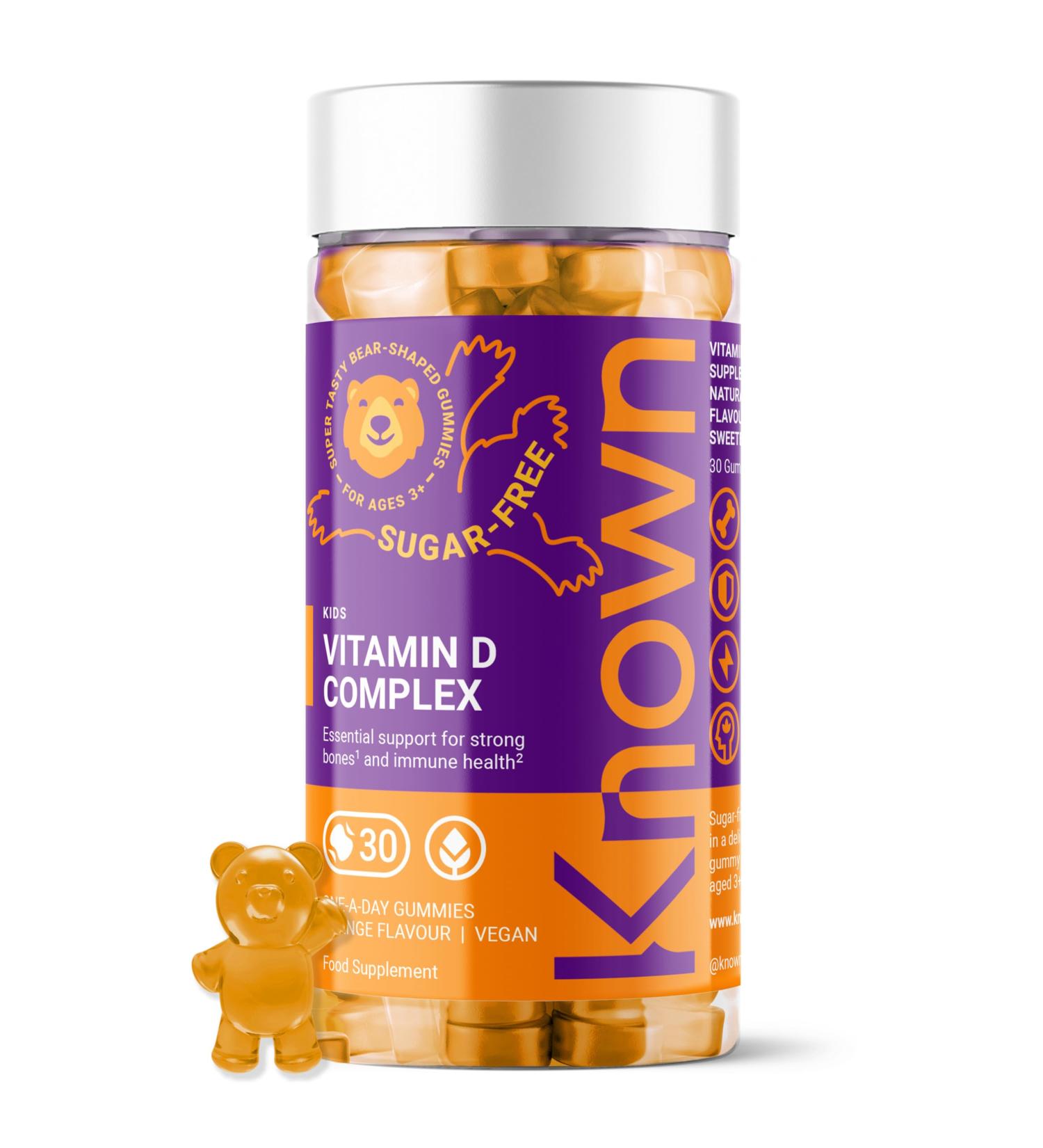 Gummies Vitamine D Enfants Known Sans Sucre Vitamines D3 B Immunit & nergie Saveur Orange 30 Gummies Vegan 1 Mois - Buy Online on GoSupps.com
