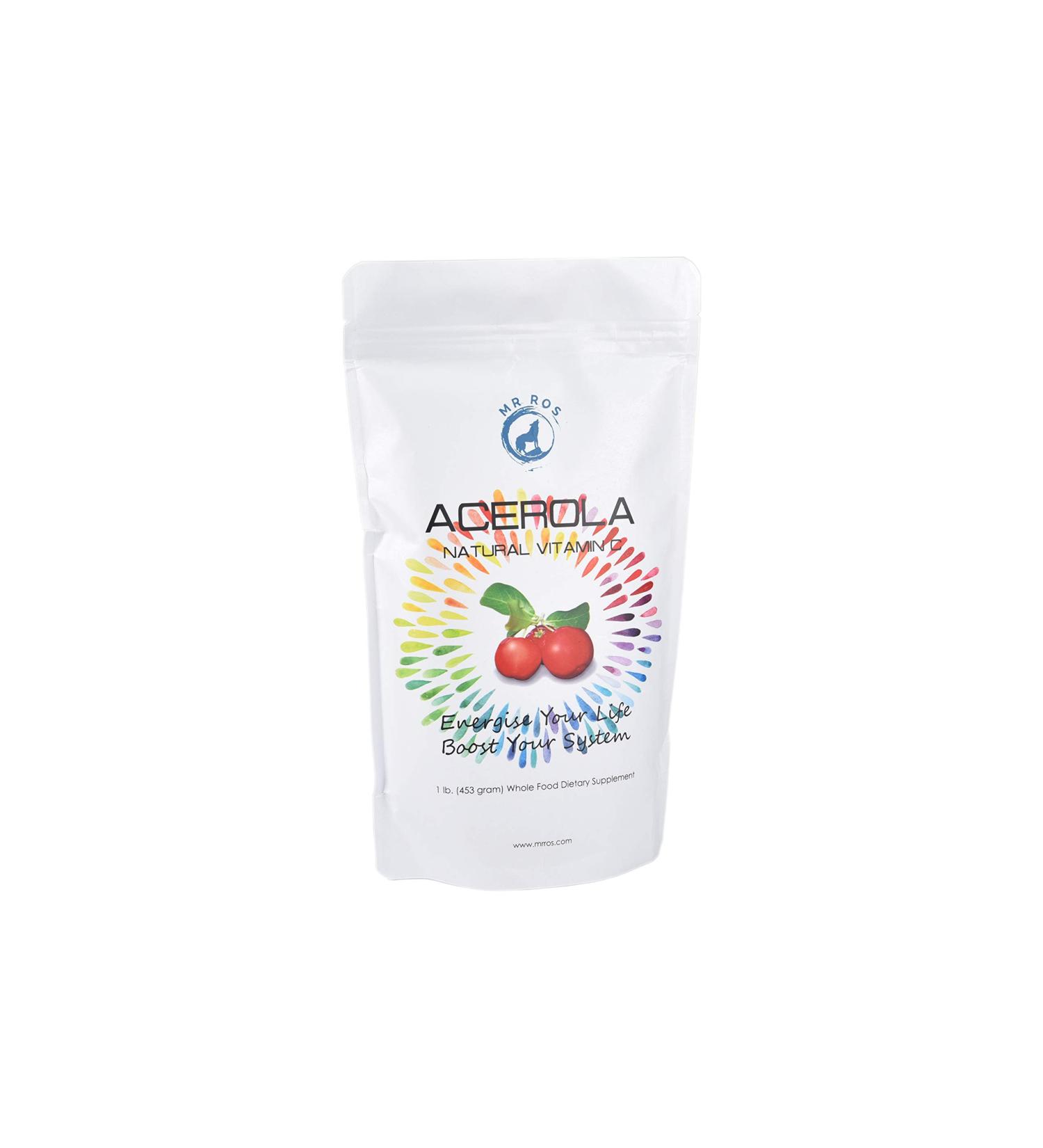 Mr Ros Natural Vitamin C | Acerola Cherry Powder 1lb (16oz) - Nobel Prize Origin, Immune Booster, Non-GMO Whole Food Supplement - Buy Online on GoSupps.com