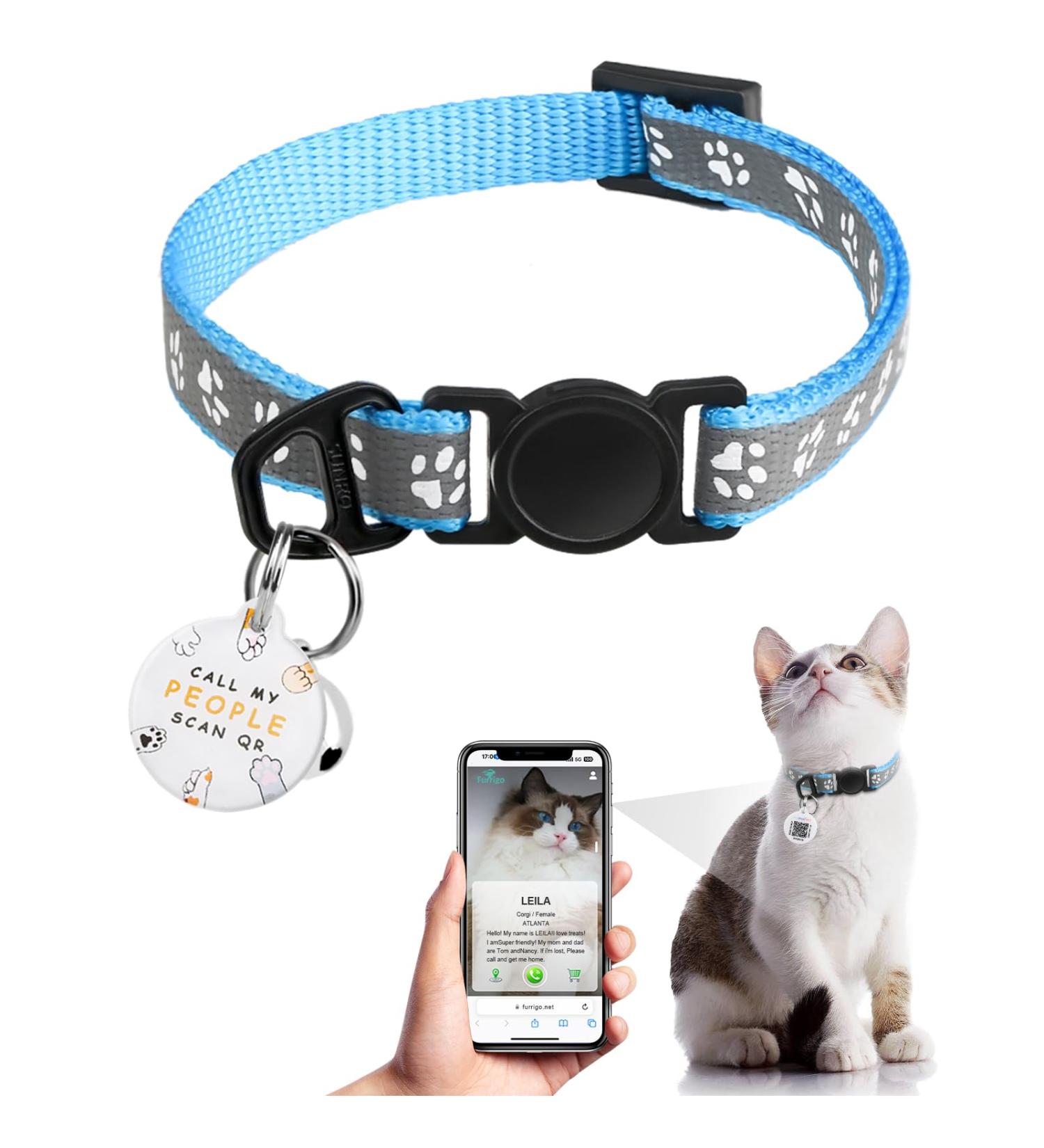 Reflective Cat Collar with Bell & Safety Buckle - Adjustable Waterproof Kitten Collar for Boys & Girls (Blue) - Includes QR Code - Buy Online on GoSupps.com