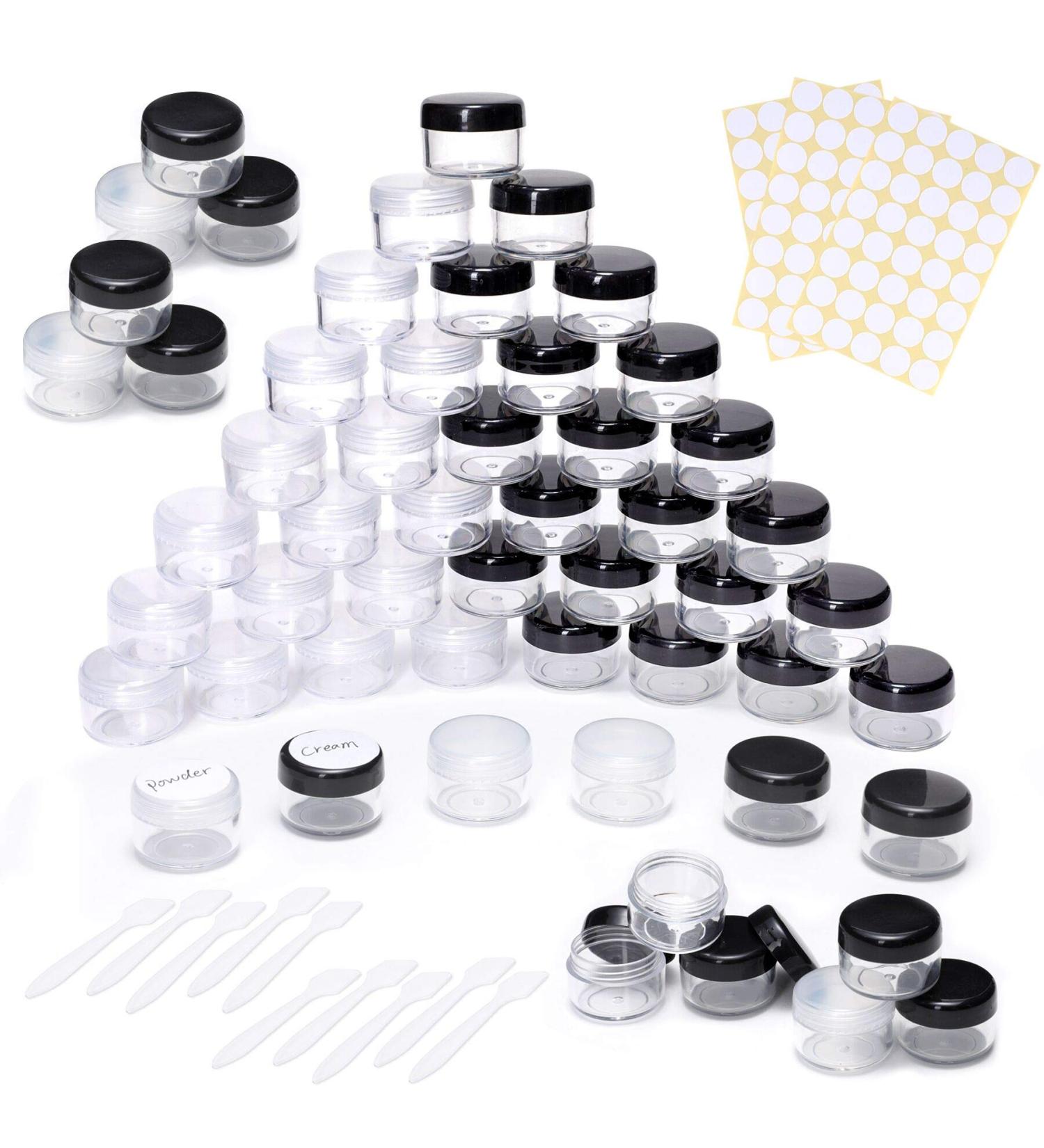 100 Pcs Mini Clear Cream Glass Cosmetic Bottles 5ml Empty Containers for Lip Balm Lotion | Transparent & Black Screw Cap | Ideal for Travel & Samples - Buy Online on GoSupps.com