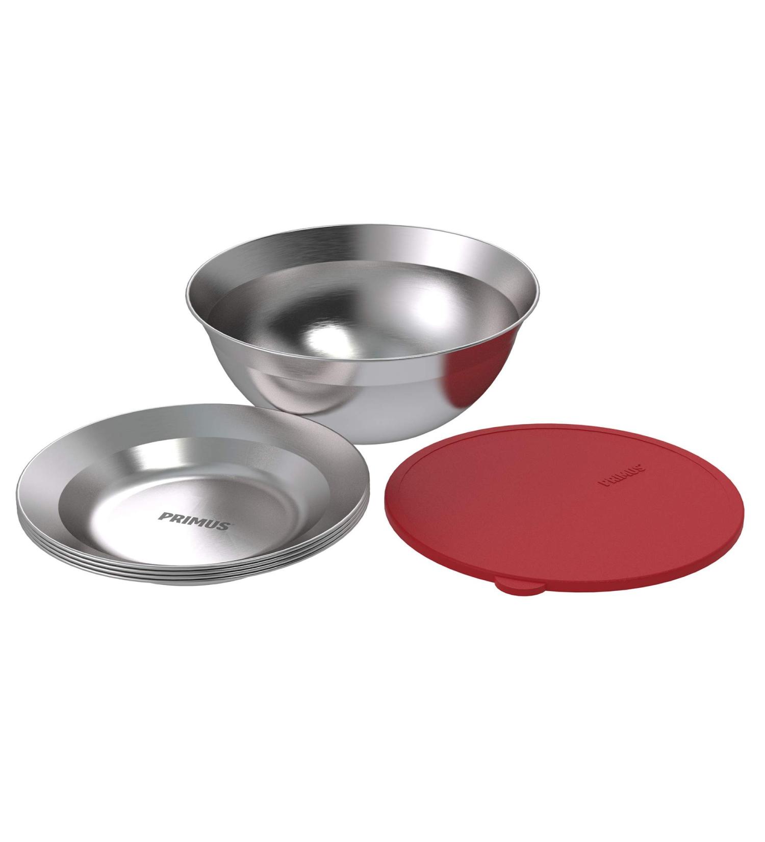 Primus CampFire Serving Kit: Stainless Steel Plates, Bowl, and Silicone Lid for Camping - Buy Online on GoSupps.com