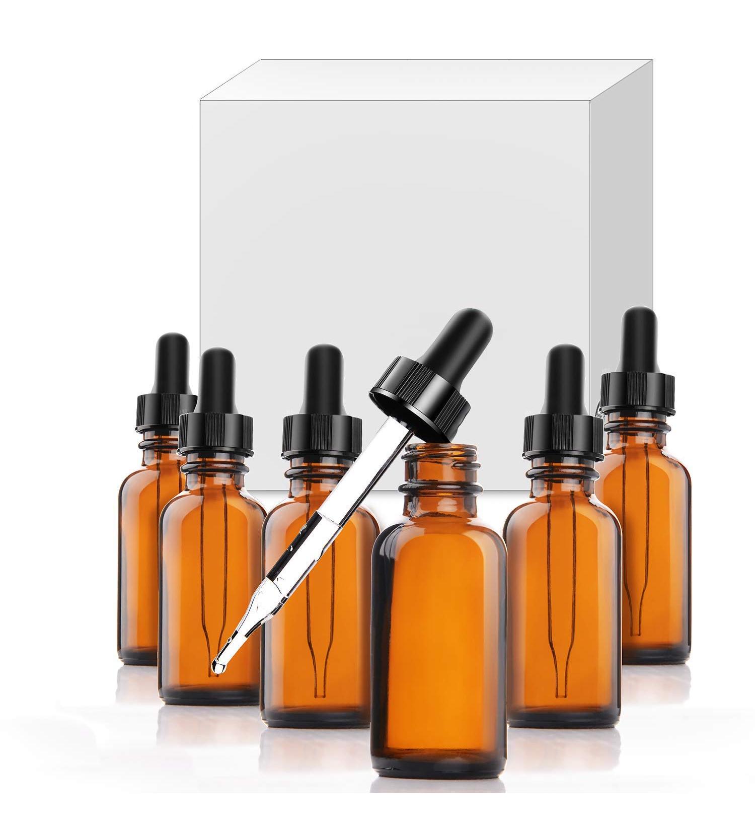 Amber Glass Bottles 30ml (1oz) with Glass Eye Dropper - 6 Pack for Essential Oils, Chemistry Lab, Colognes & Perfumes - Buy Online on GoSupps.com