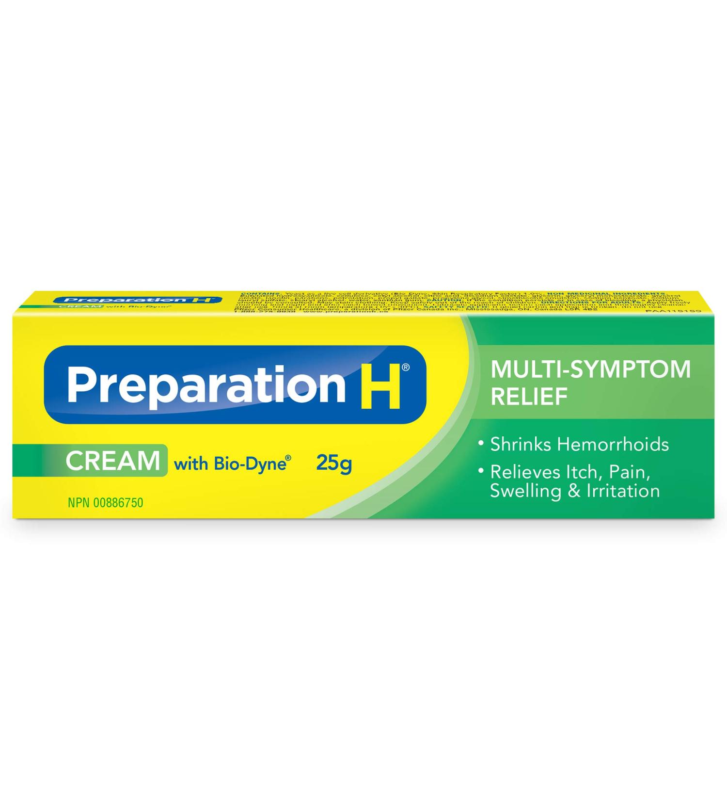 Preparation H Multi-Symptom Hemorrhoid Treatment Cream with Bio-Dyne 25g Tube Medication - Buy Online on GoSupps.com