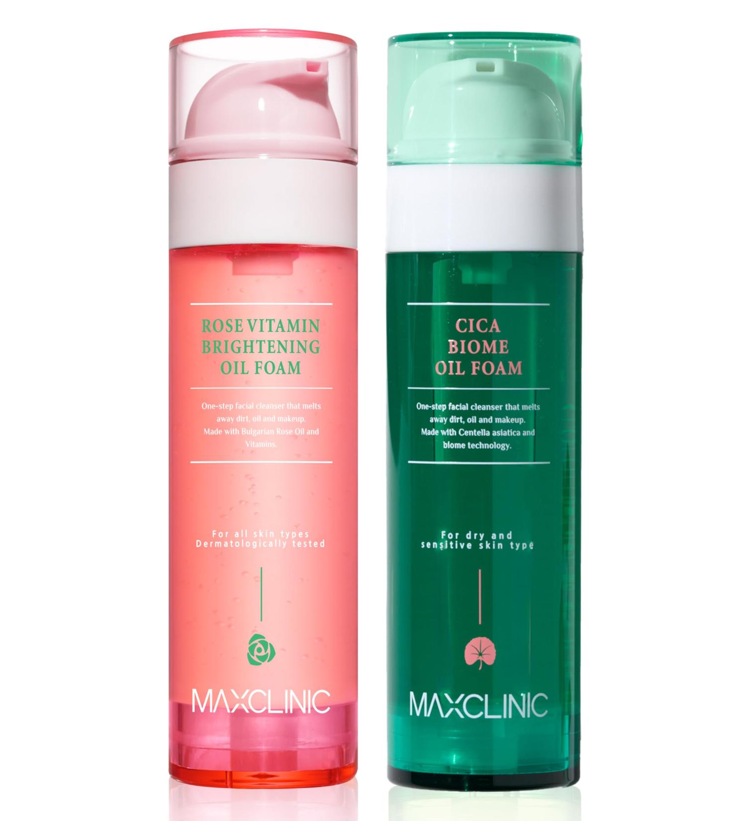 MAXCLINIC K-Beauty Rose Vitamin + Cica Biome Foam Gift Set | Daily Face Wash Oil Based Cleanser to Foam | Korean Skin Care Oil Cleanser for Dry Sensitive Skin - Buy Online on GoSupps.com