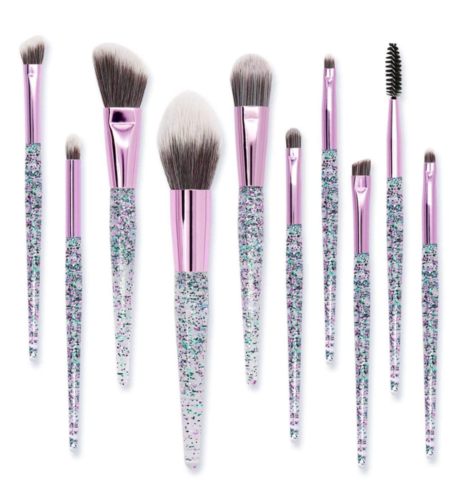 Premium 10-Piece Crystal Double-Sided Eye Makeup Brush Set | Soft Acrylic Tools for Flawless Beauty | Perfect for International Shipping - Buy Online on GoSupps.com