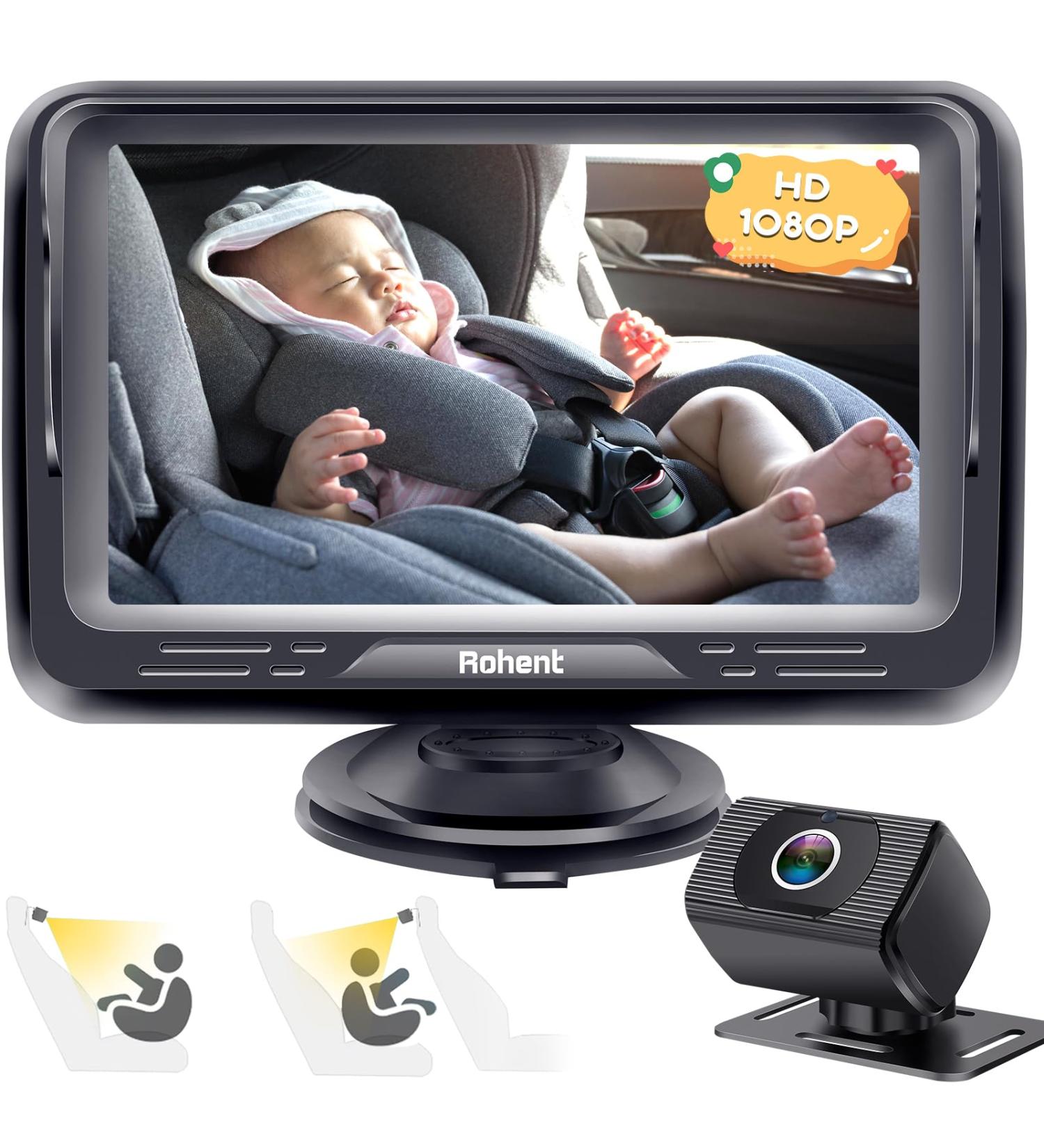 Rohent HD 1080P Baby Car Camera Mirror for Crystal Clear Night Vision | Easy 5-Min Installation | Infant Travel Safety Kit N06 - Buy Online on GoSupps.com