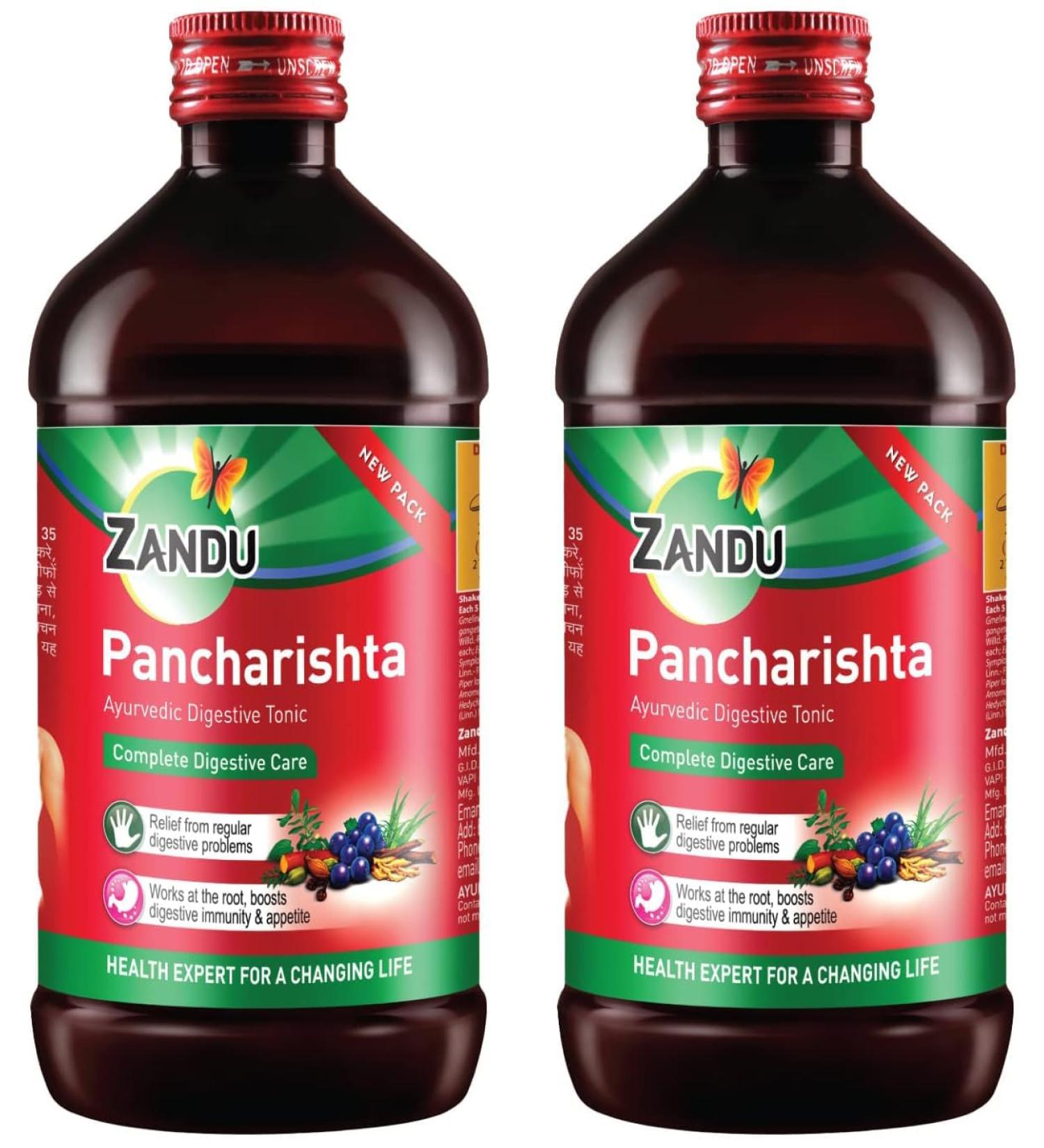Pancharishta 650ml Ayurvedic Tonic Relief from disgetive problems like Acidity Constipation and Gas boosts digestive immunity (Pack of 2) - Buy Online on GoSupps.com