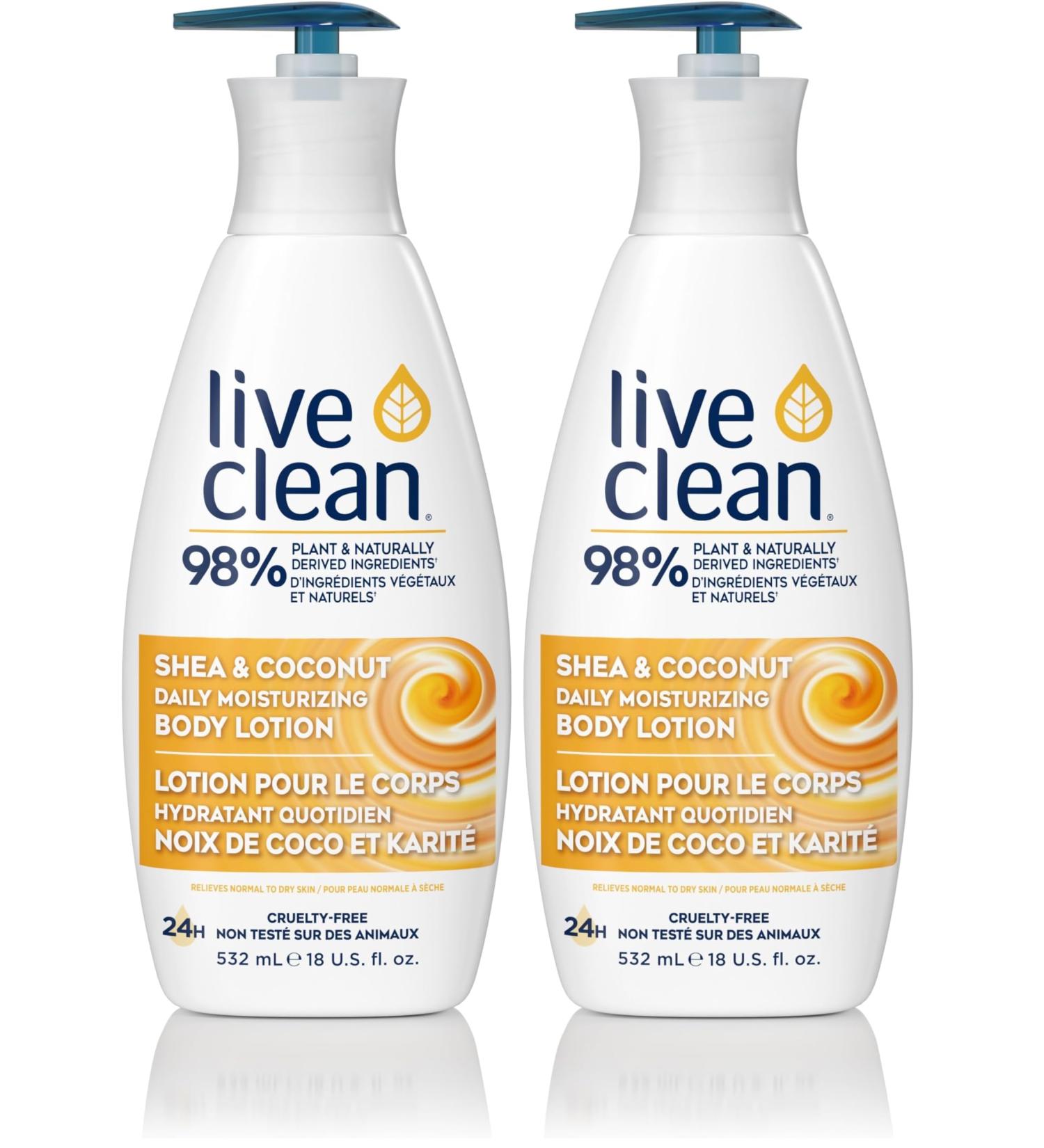 Live Clean Moisturizing Shea and Coconut Body Lotion 18 Fl Oz (Pack of 2)