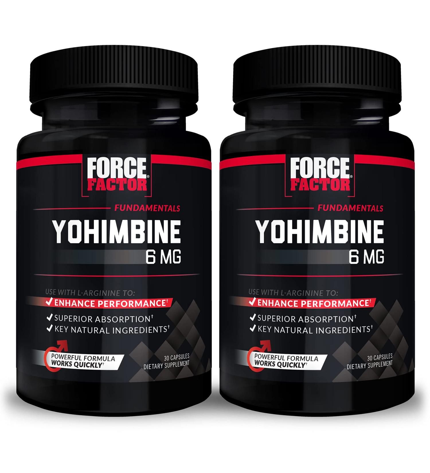 Force Factor Yohimbine Supplement for Men - 6mg Yohimbe Bark Extract for Enhanced Performance - 60 Capsules (2-Pack) - Buy Online on GoSupps.com