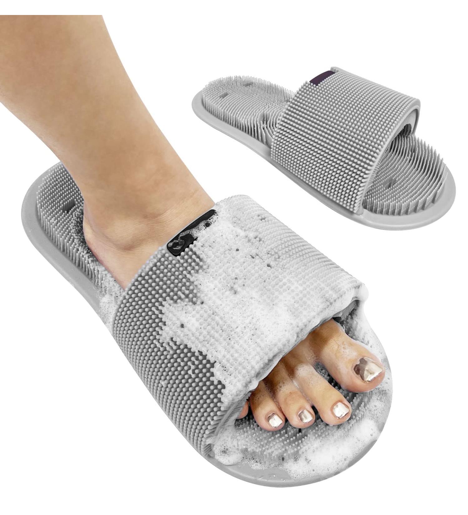 Shower Foot Scrubber - Soft Silicone Bristles with Non-Slip Suction Cups | Dead Skin Remover | Exfoliates, Massages, Improves Circulation | Soothes Tired Feet - 1PCS Gray - Buy Online on GoSupps.com