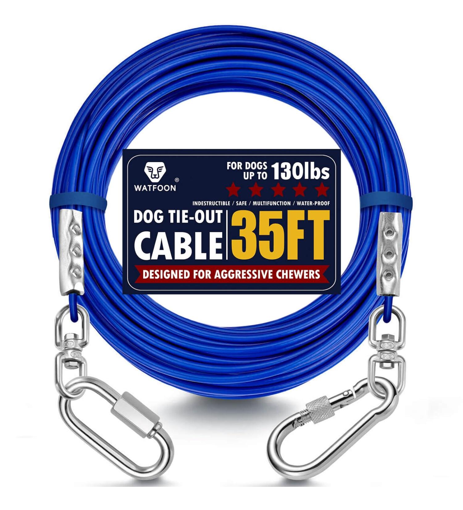 Watfoon Long Dog Leash for Courtyard 10.7m to 22.9m Steel Cable Runner Durable Adhesive Belt Perfect for Outdoor & Camping 35ft Blue - Buy Online on GoSupps.com