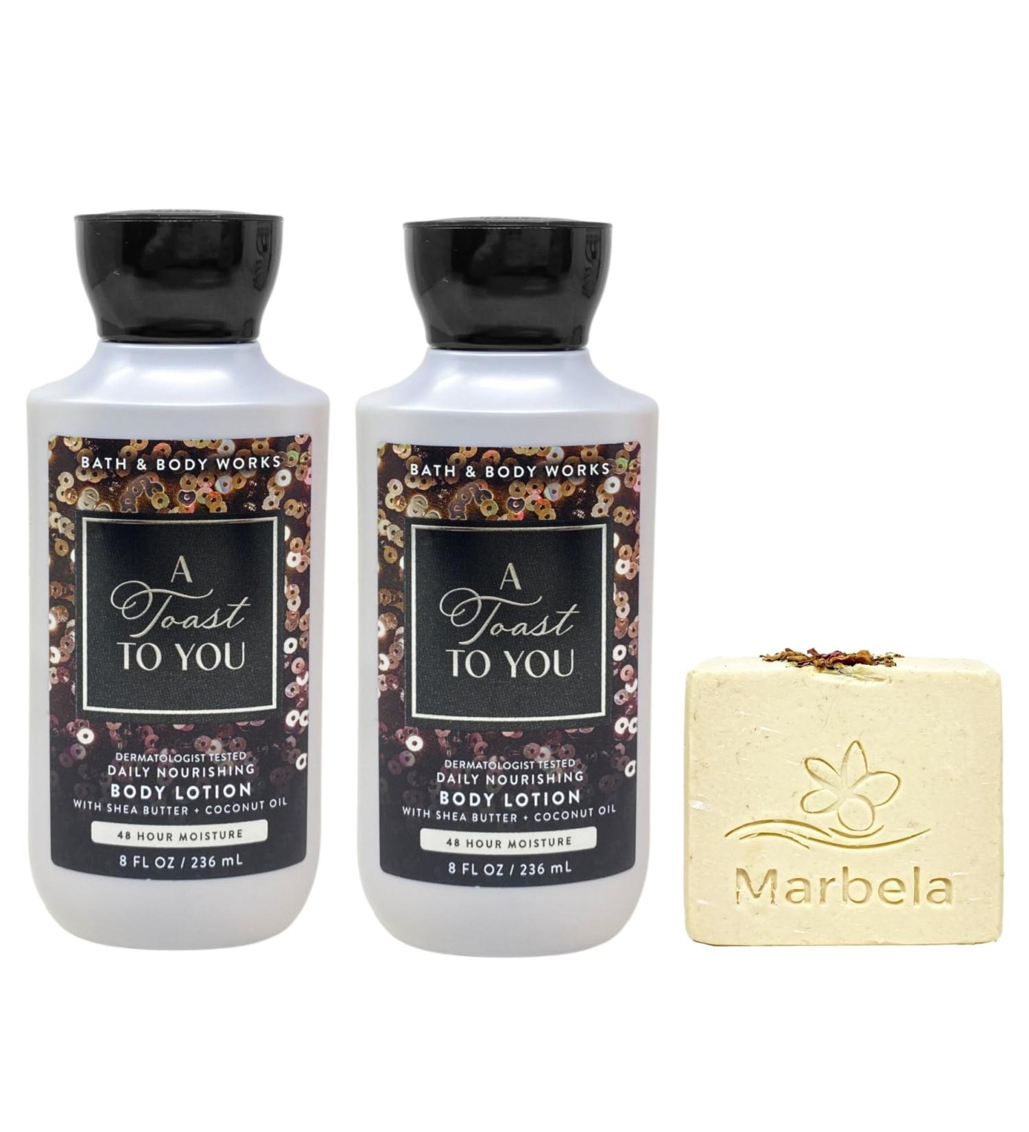 Bath & Body Works A Toast To You 2 Daily Nourishing Body Lotions with a Creamy Rose Bar Soap - Buy Online on GoSupps.com