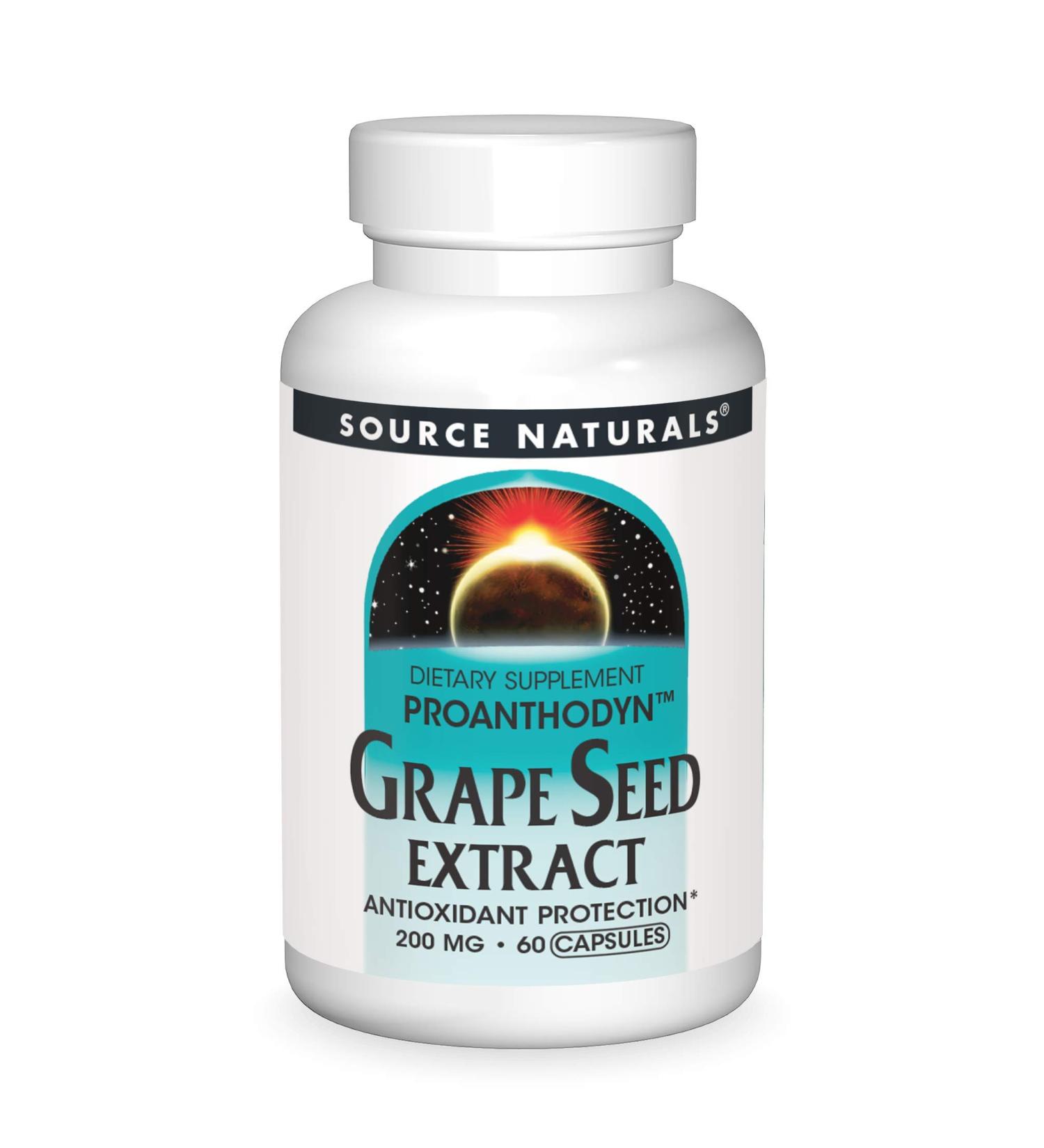 Source Naturals Proanthodyn Grape Seed Extract, Antioxidant Protection, Supports a Healthy Aging Brain*, 200 mg - 60 Capsules 60 Count (Pack of 1) - Buy Online on GoSupps.com