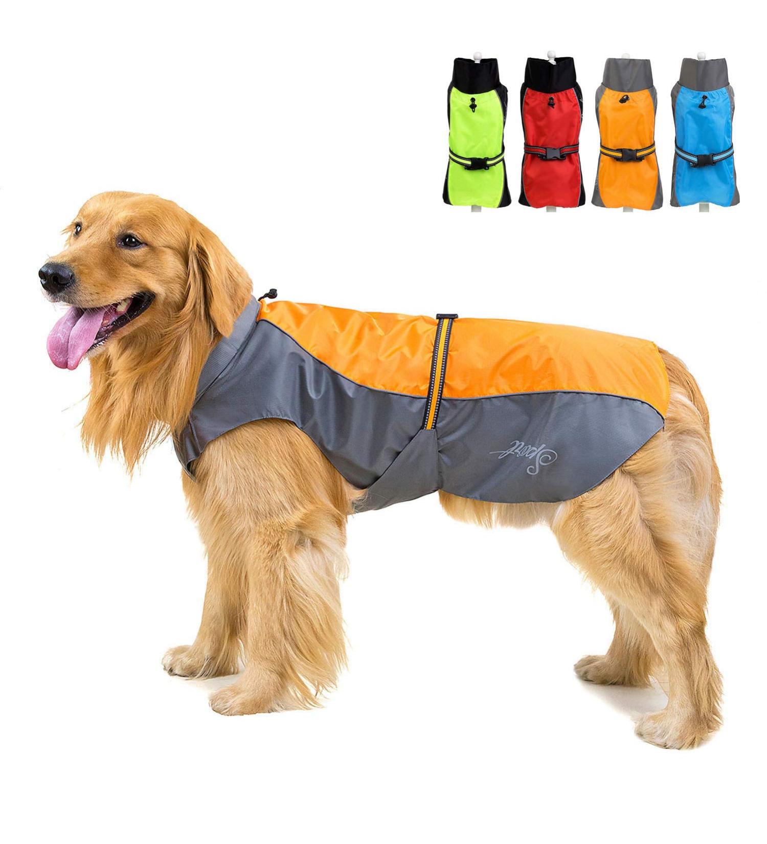 Zunea Waterproof Raincoat for Medium & Large Dogs | Reflective & Windproof Outdoor Jacket | 6XL Orange - Perfect for Hiking & Wet Days - Buy Online on GoSupps.com