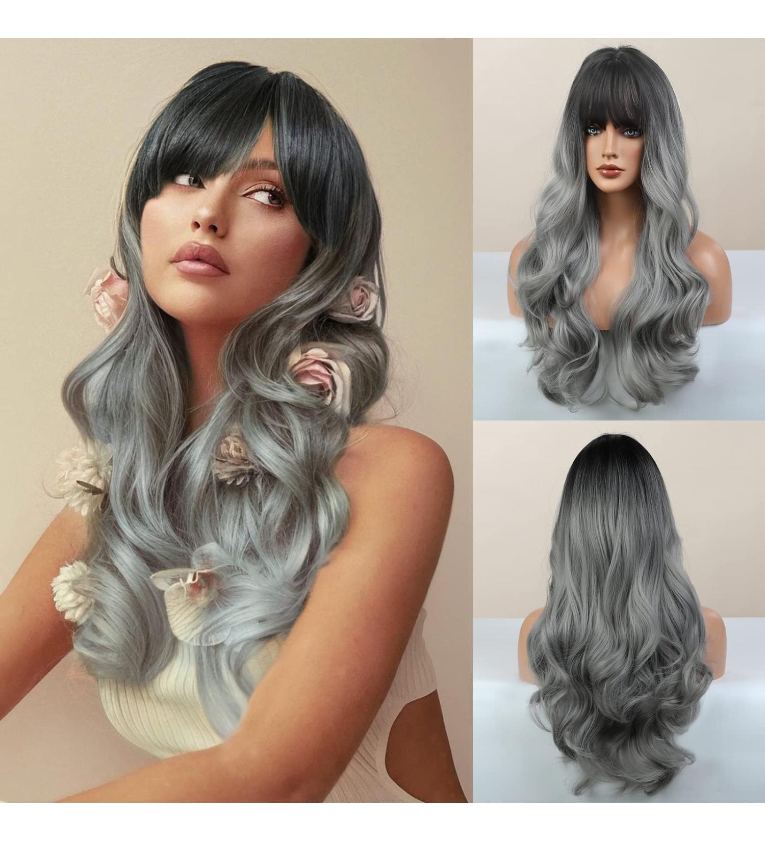 Buy Honybia Gray Ombre Wig - Long Synthetic Heat-Resistant Ponytail for Women | Perfect for Costumes & Parties - Buy Online on GoSupps.com