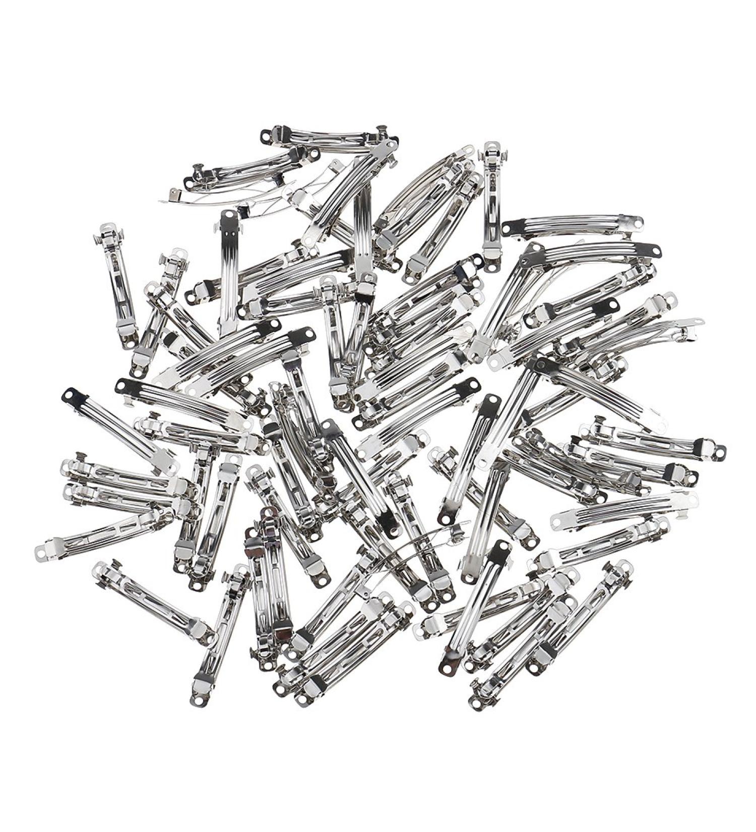 50 Pieces Retro Sliver Blank French Barrettes Hair Clips Craft Ribbon Bow DIY Elastic Tool - 7 x 58mm - Buy Online on GoSupps.com