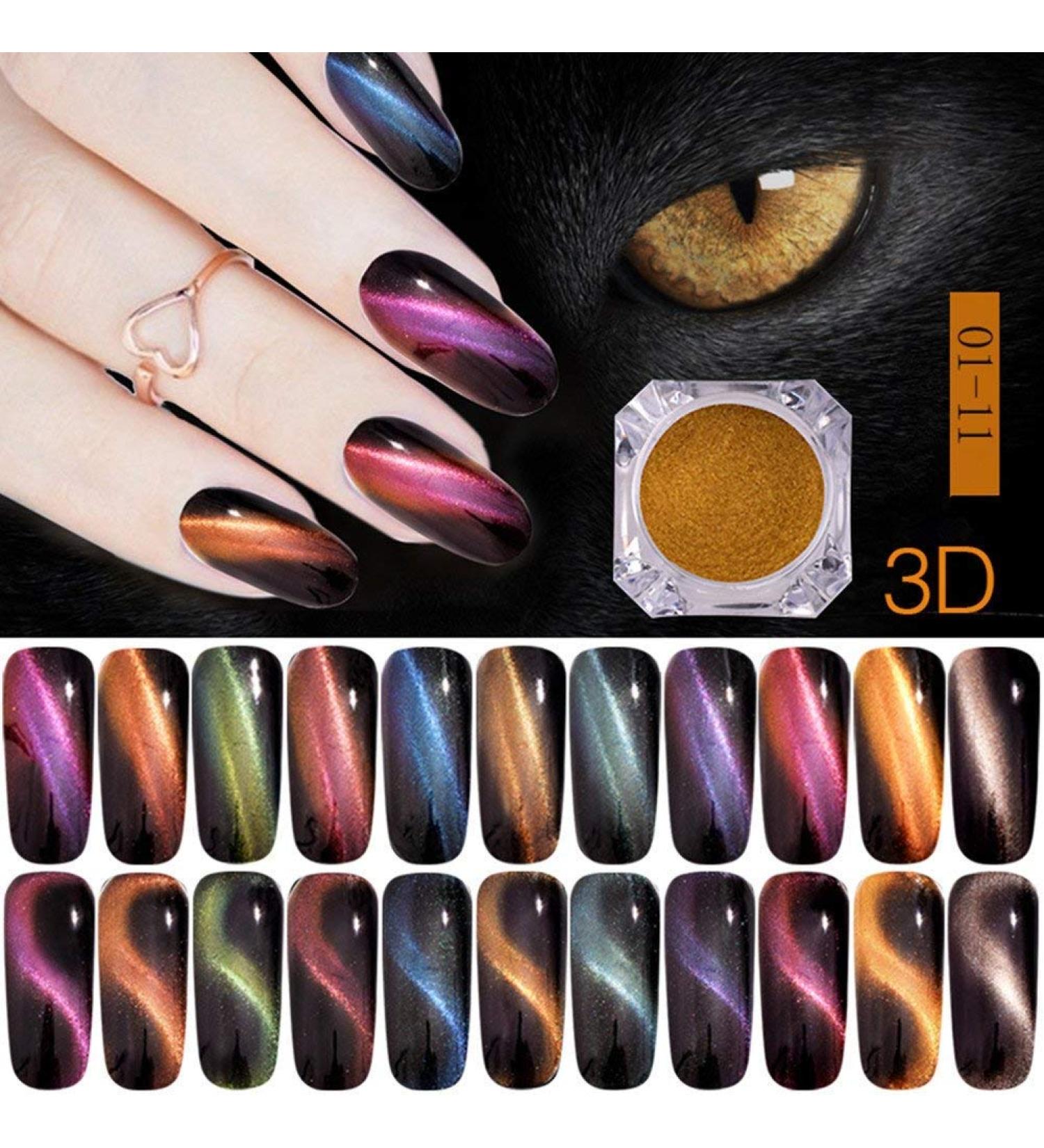 BrilliantDay Chameleon 3d cat eye nail powder dust magnetic pearl glitter magic mirror nail art decoration durable nail powder pigment women manicure tools (11 colors)#1