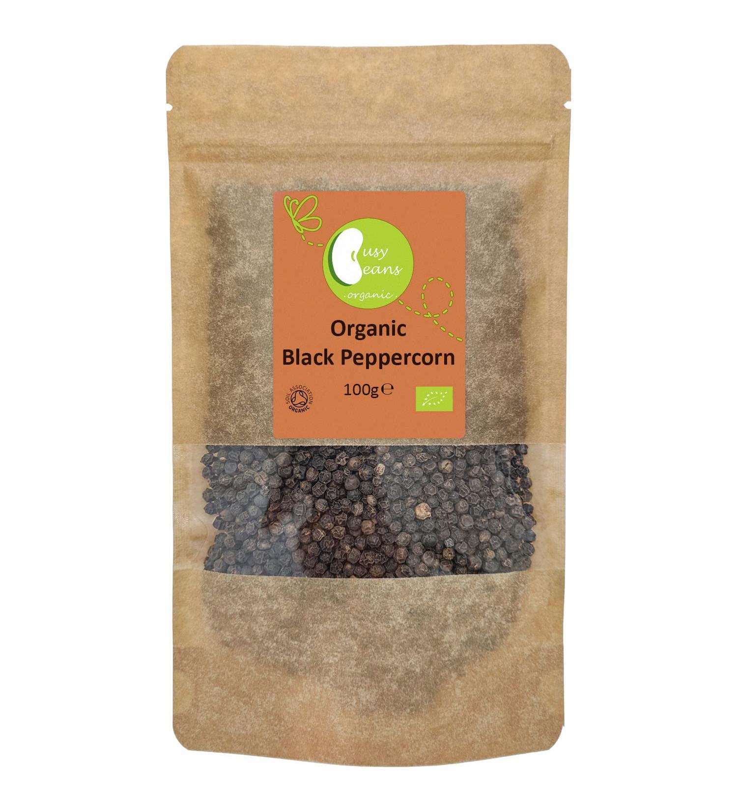 Certified Organic Black Peppercorns - Busy Beans Organic (100g) - Buy Online on GoSupps.com