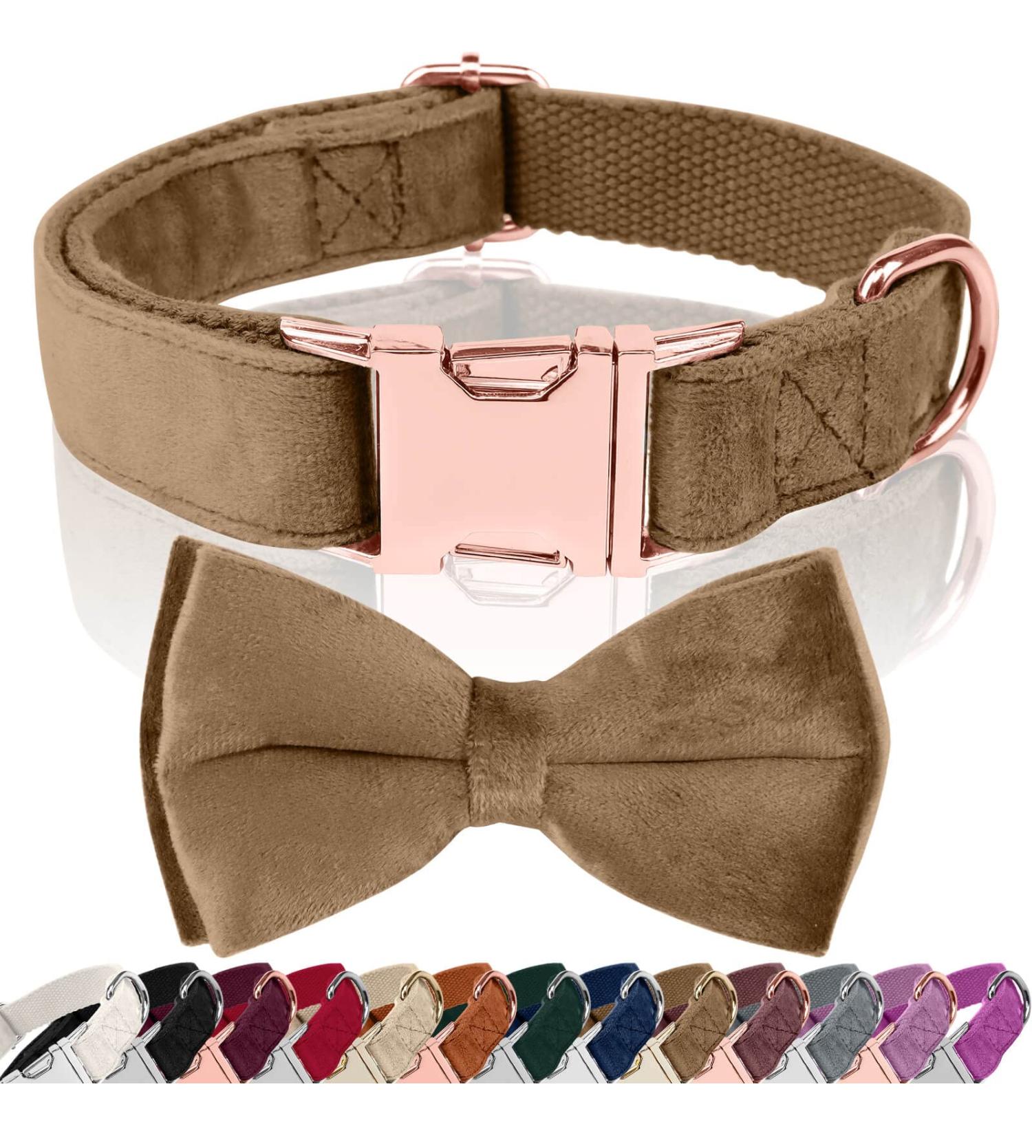 Asvin Velvety Dog Collar - Soft Comfortable & Multi-Color | Removable Dog Flying Accessory for Weddings & Parties - Size S Coffee - Buy Online on GoSupps.com