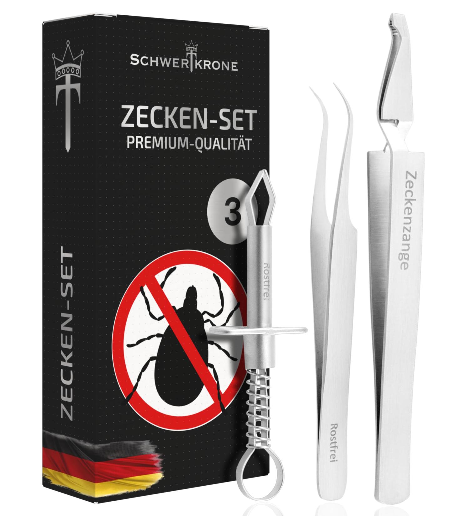 Premium Rust-Free Stainless Steel Tick Tweezers Set for Dogs | Schwertkrone Tick Removal Tool | Set of 3 Ticks Tweezers - Buy Online on GoSupps.com
