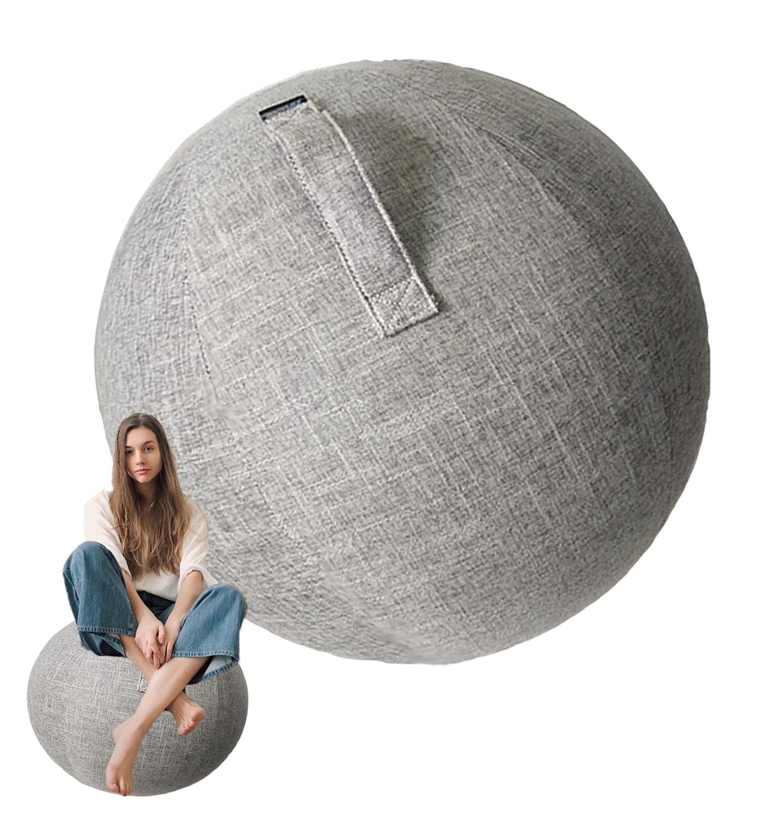 Gray LuiYninhuoJin Exercise Ball Chair Cover - 75CM | Yoga & Stability Ball for Pregnancy, Labor, Pilates | Office, Dorm & Home Use (Ball Not Included) - Buy Online on GoSupps.com