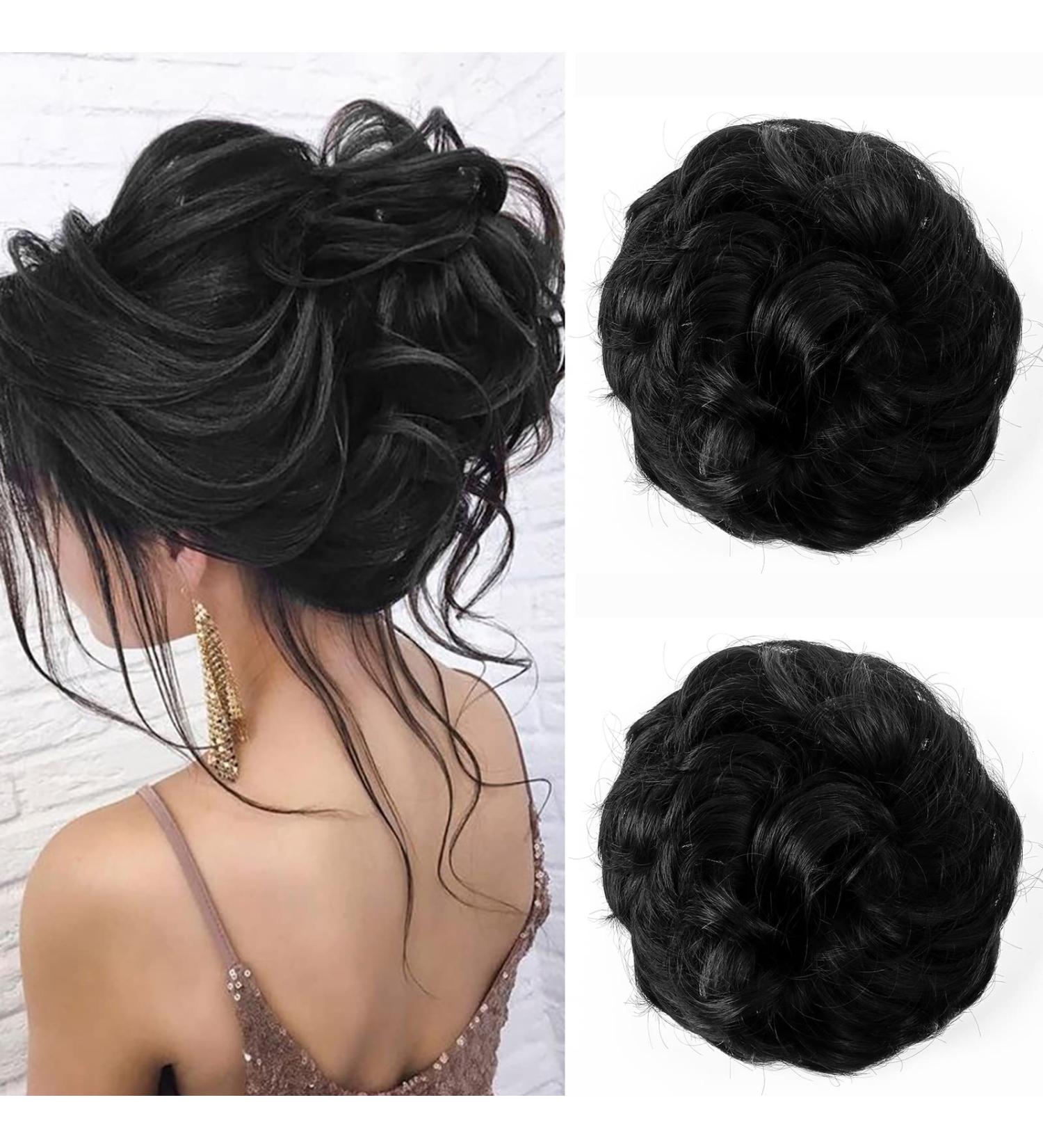 JJstar 2PCS Curly Fake Hair Buns Donut Tousled Updo - Jet Black - Buy Online on GoSupps.com
