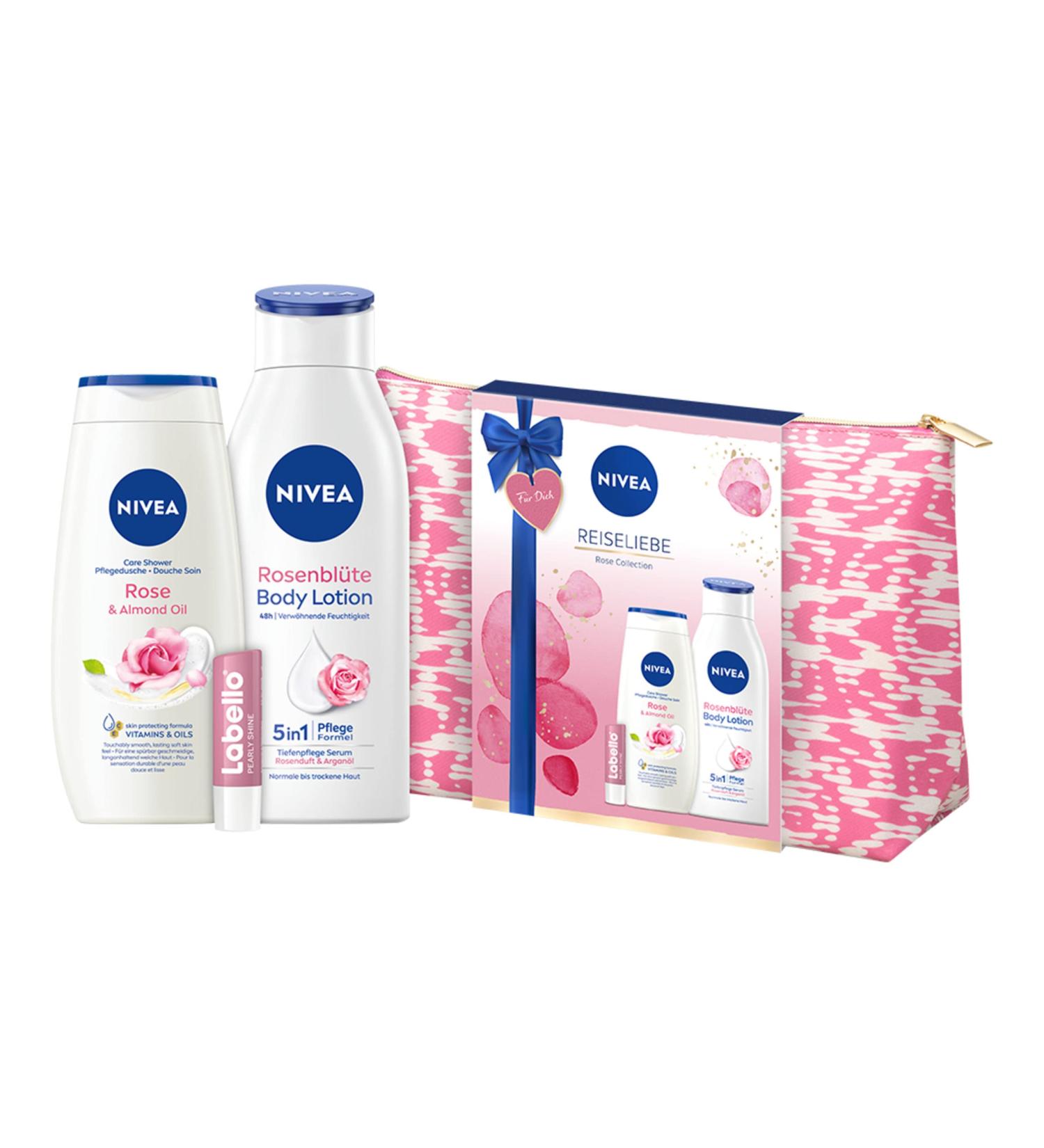 Nivea Travel Love Gift Set for Women | Pampering Beauty Set with Shower Gel Body Lotion & Cultural Bag | Perfect Moisturizing Care Gift - Buy Online on GoSupps.com